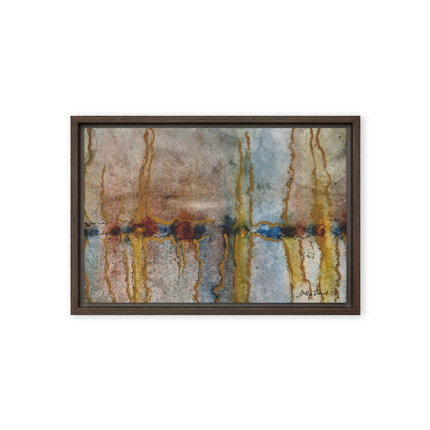 Framed Canvas Print - Twilight Reflections #1 - Abstract Sunset Watercolor Atwork, Wall Art