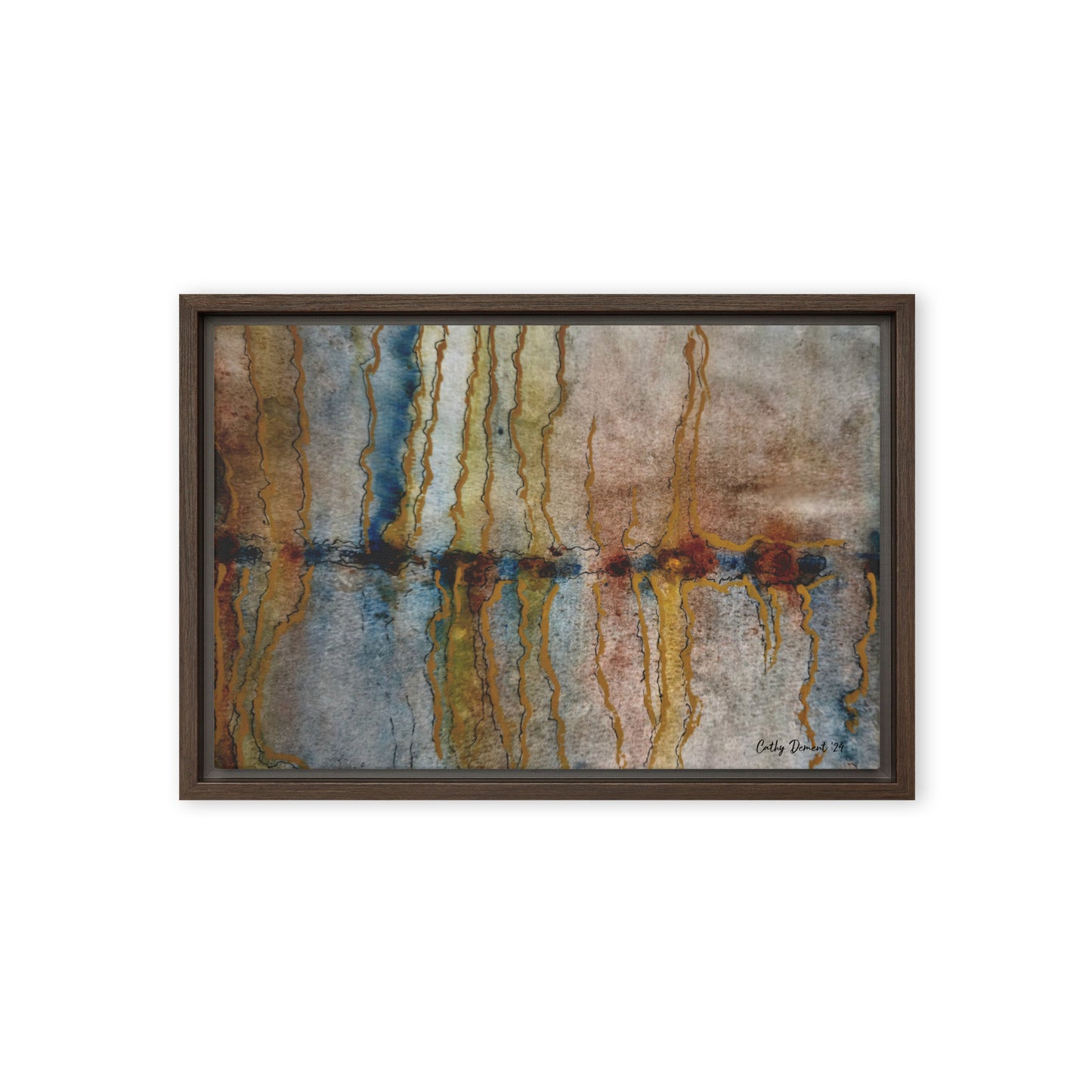 Framed Canvas Print - Twilight Reflections #2 - Abstract Sunset Watercolor Artwork, Wall Art