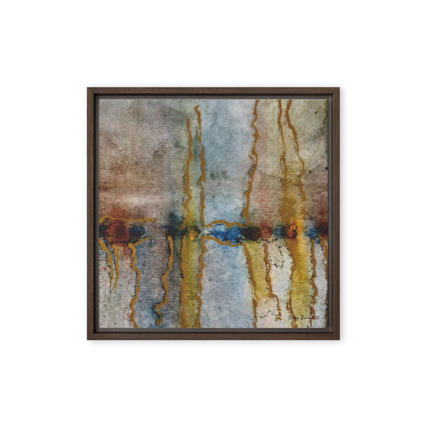 Framed Canvas Print - Twilight Reflections #1 - Abstract Sunset Watercolor Atwork, Wall Art