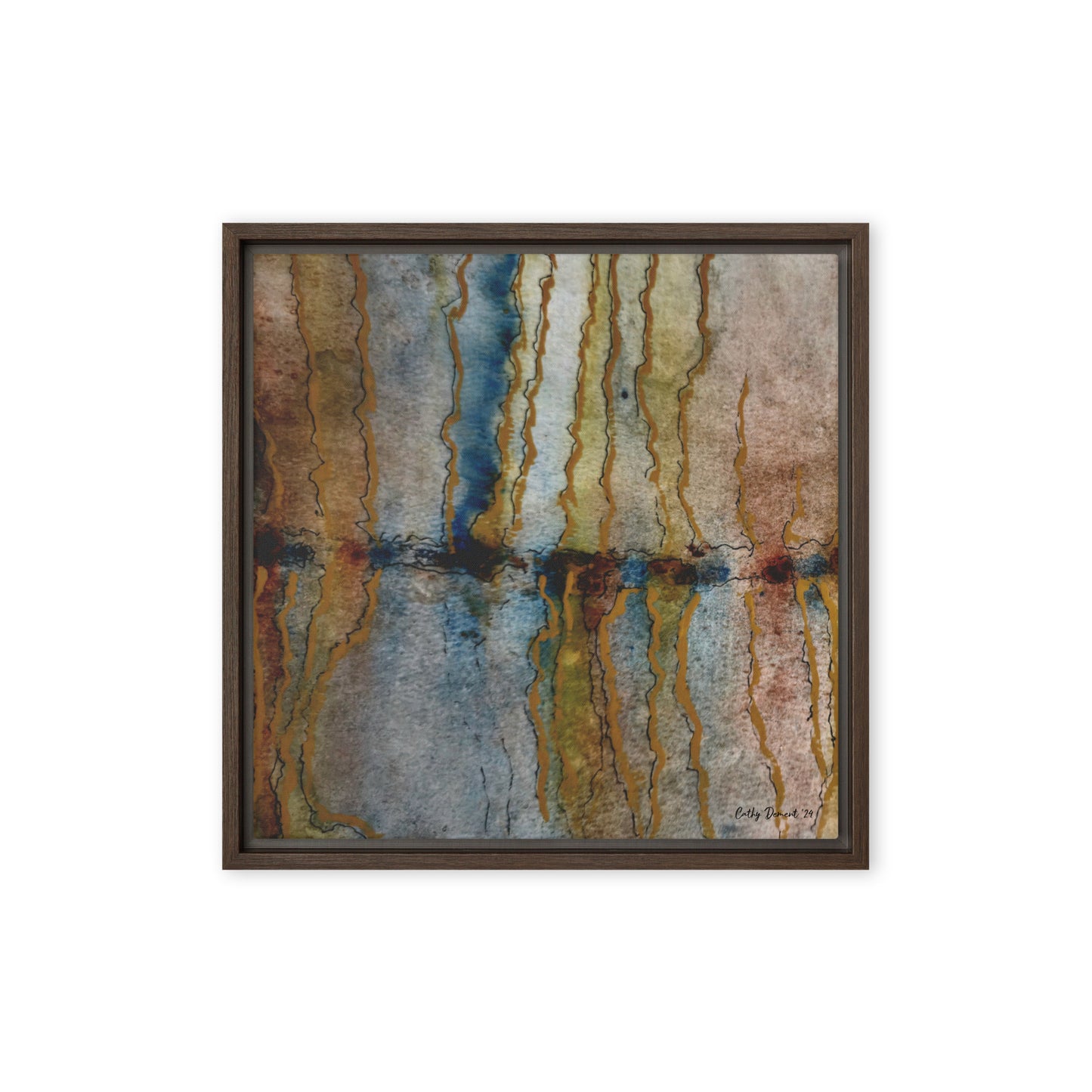 Framed Canvas Print - Twilight Reflections #2 - Abstract Sunset Watercolor Artwork, Wall Art