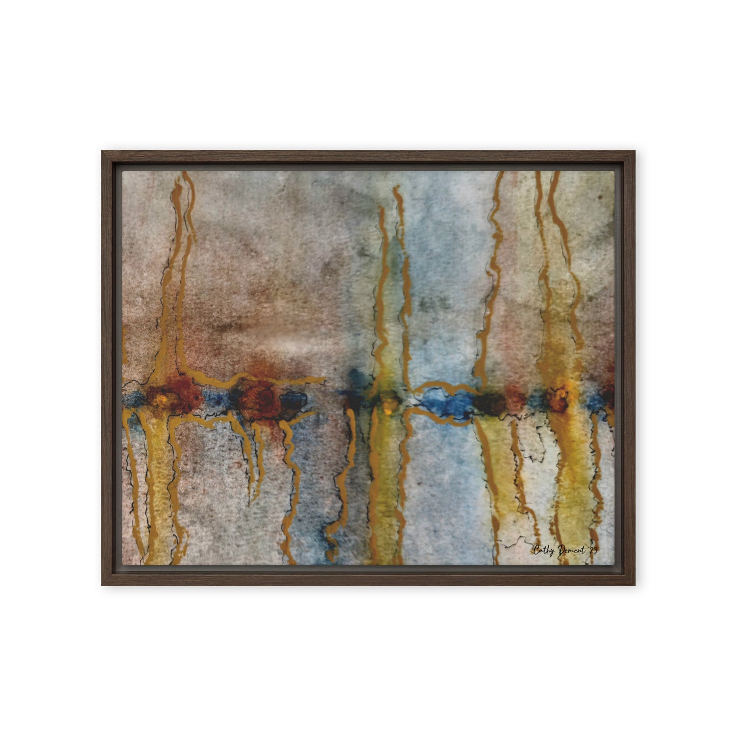 Framed Canvas Print - Twilight Reflections #1 - Abstract Sunset Watercolor Atwork, Wall Art