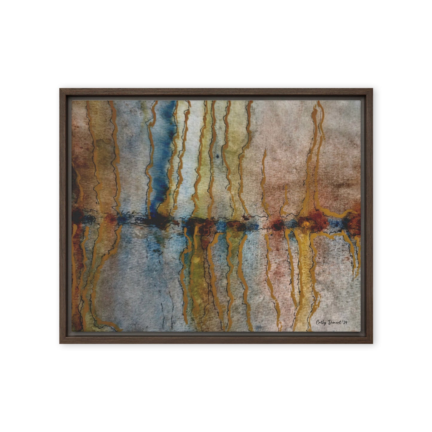 Framed Canvas Print - Twilight Reflections #2 - Abstract Sunset Watercolor Artwork, Wall Art