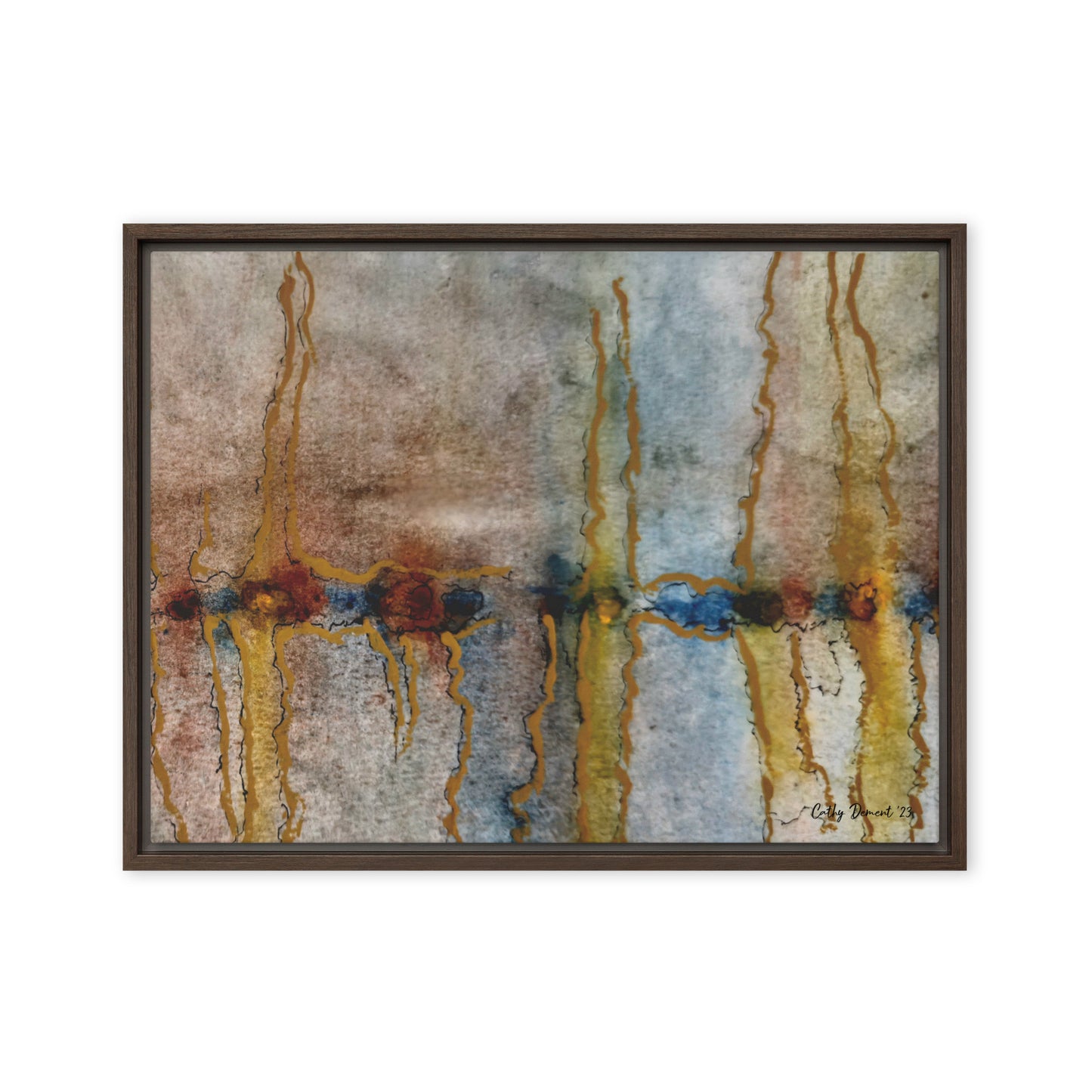 Framed Canvas Print - Twilight Reflections #1 - Abstract Sunset Watercolor Atwork, Wall Art