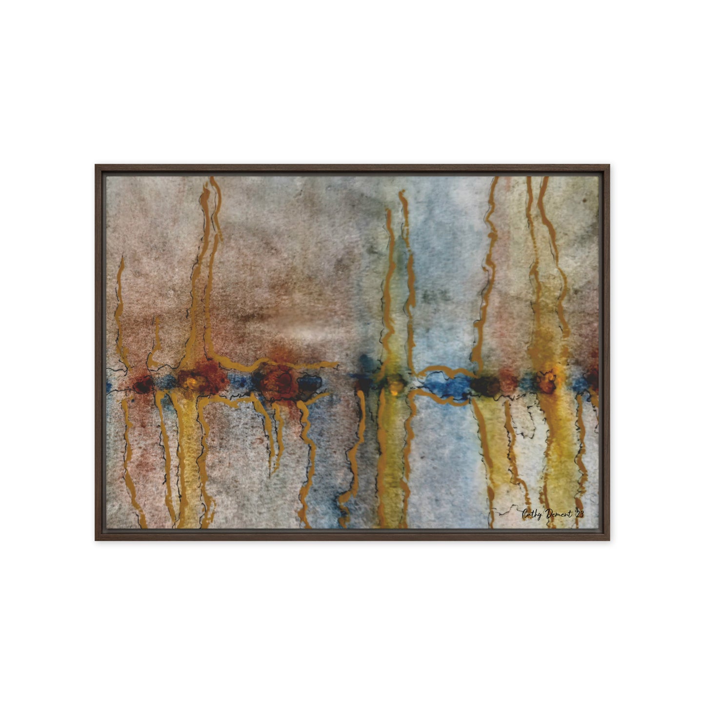 Framed Canvas Print - Twilight Reflections #1 - Abstract Sunset Watercolor Atwork, Wall Art