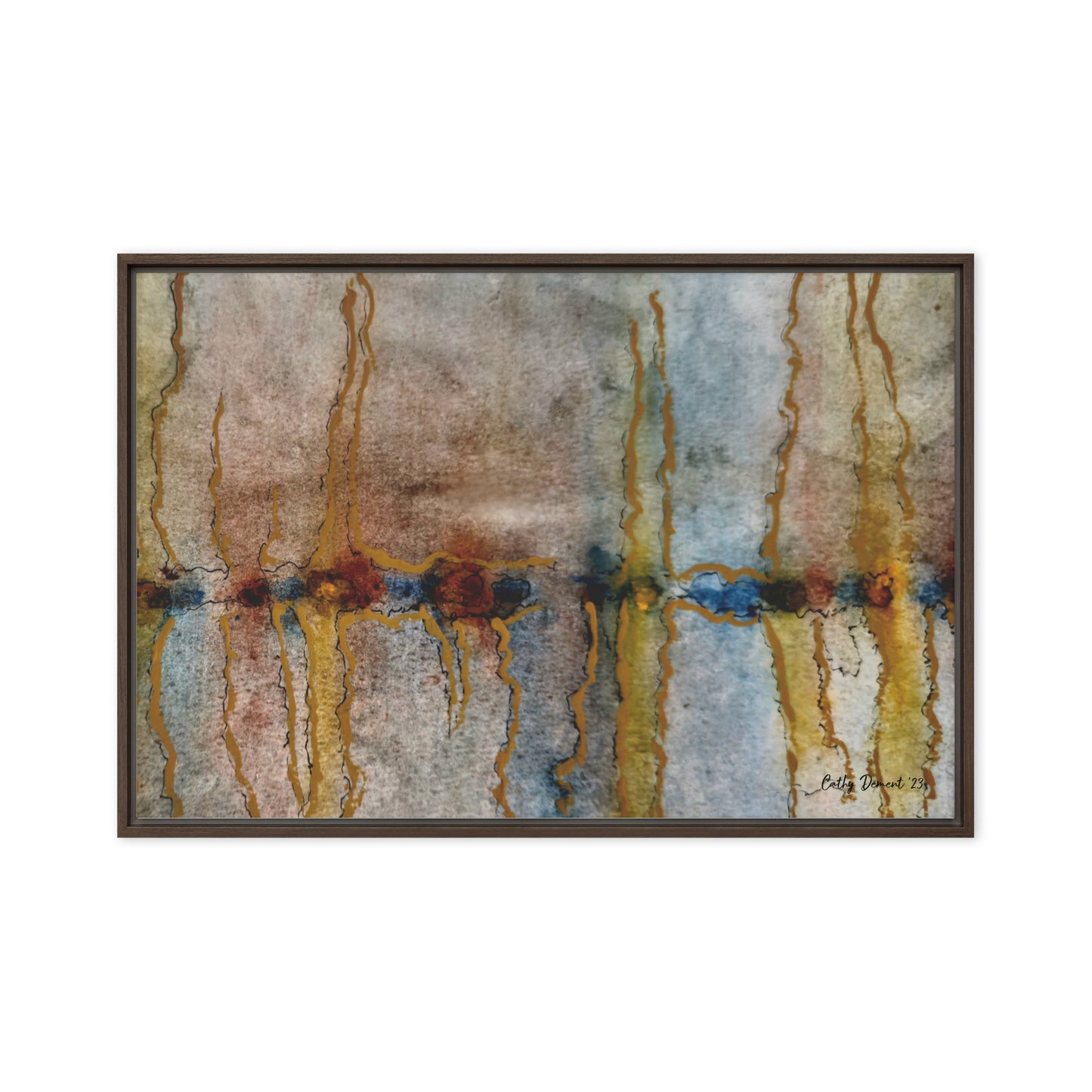 Framed Canvas Print - Twilight Reflections #1 - Abstract Sunset Watercolor Atwork, Wall Art