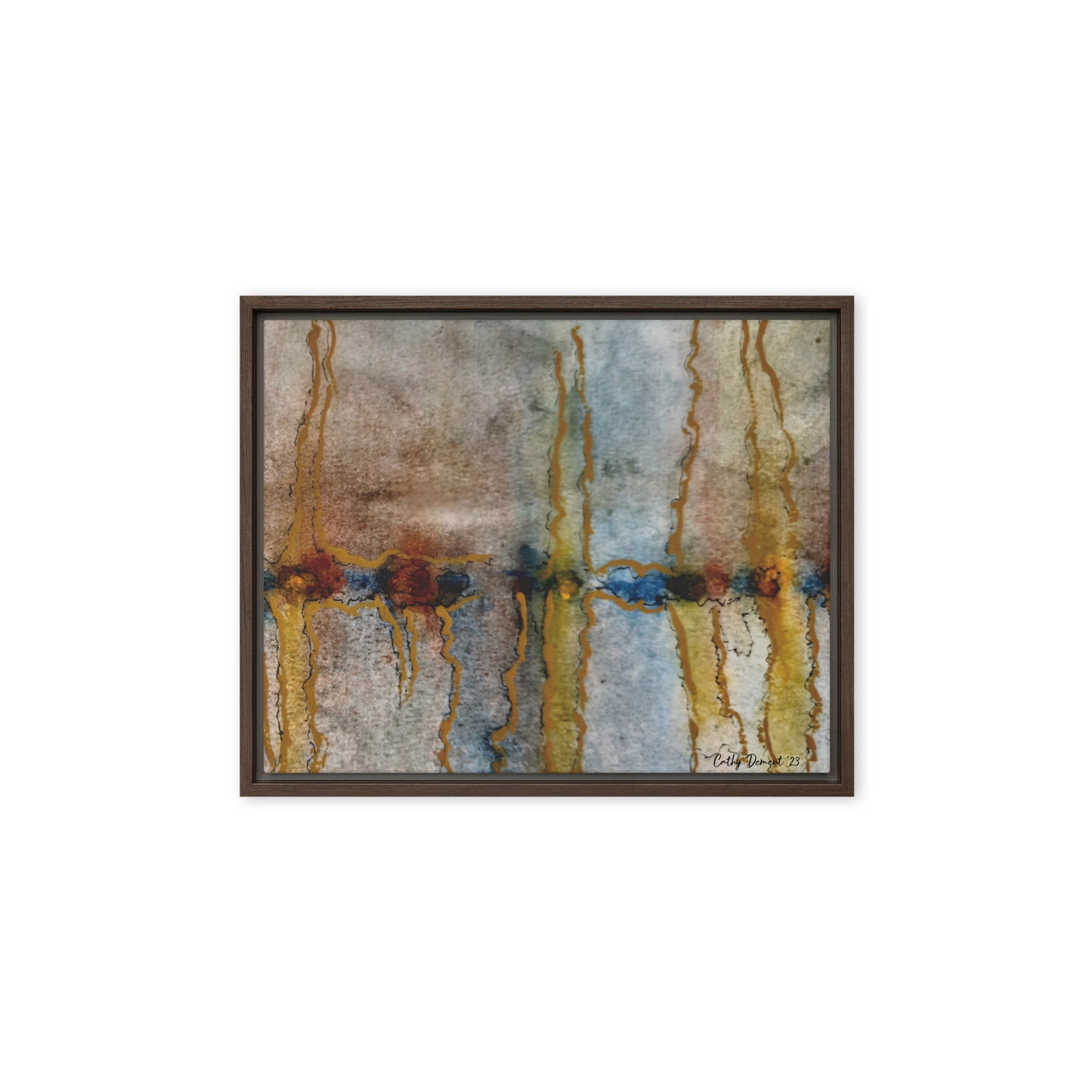 Framed Canvas Print - Twilight Reflections #1 - Abstract Sunset Watercolor Atwork, Wall Art