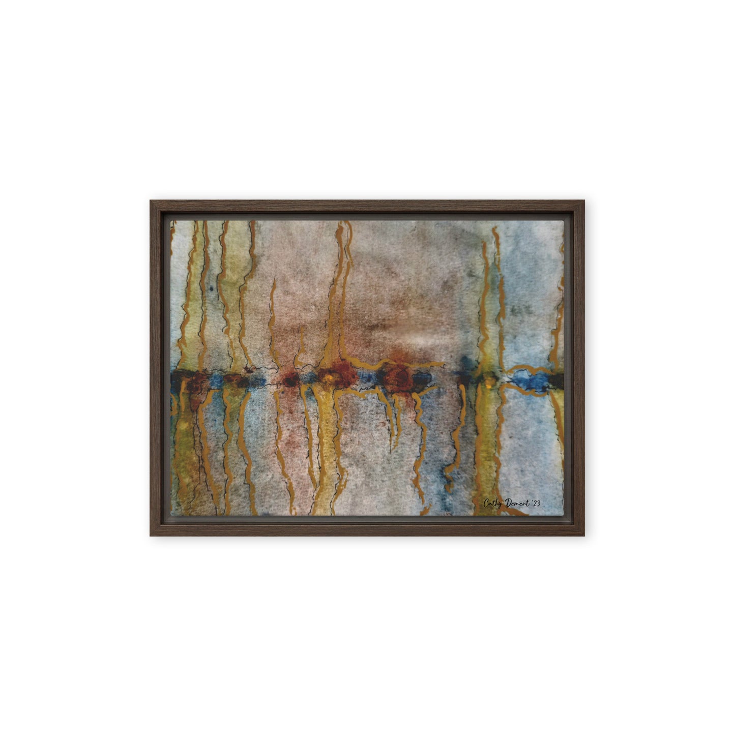 Framed Canvas Print - Twilight Reflections #1 - Abstract Sunset Watercolor Atwork, Wall Art