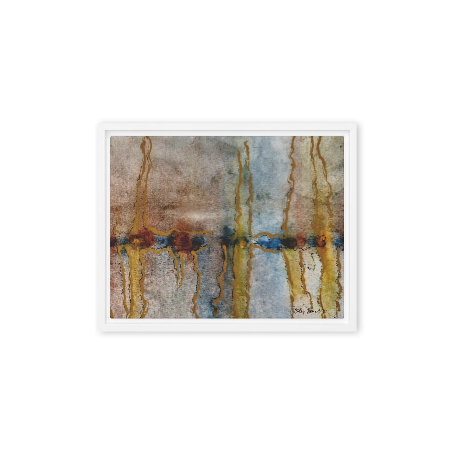 Framed Canvas Print - Twilight Reflections #1 - Abstract Sunset Watercolor Atwork, Wall Art