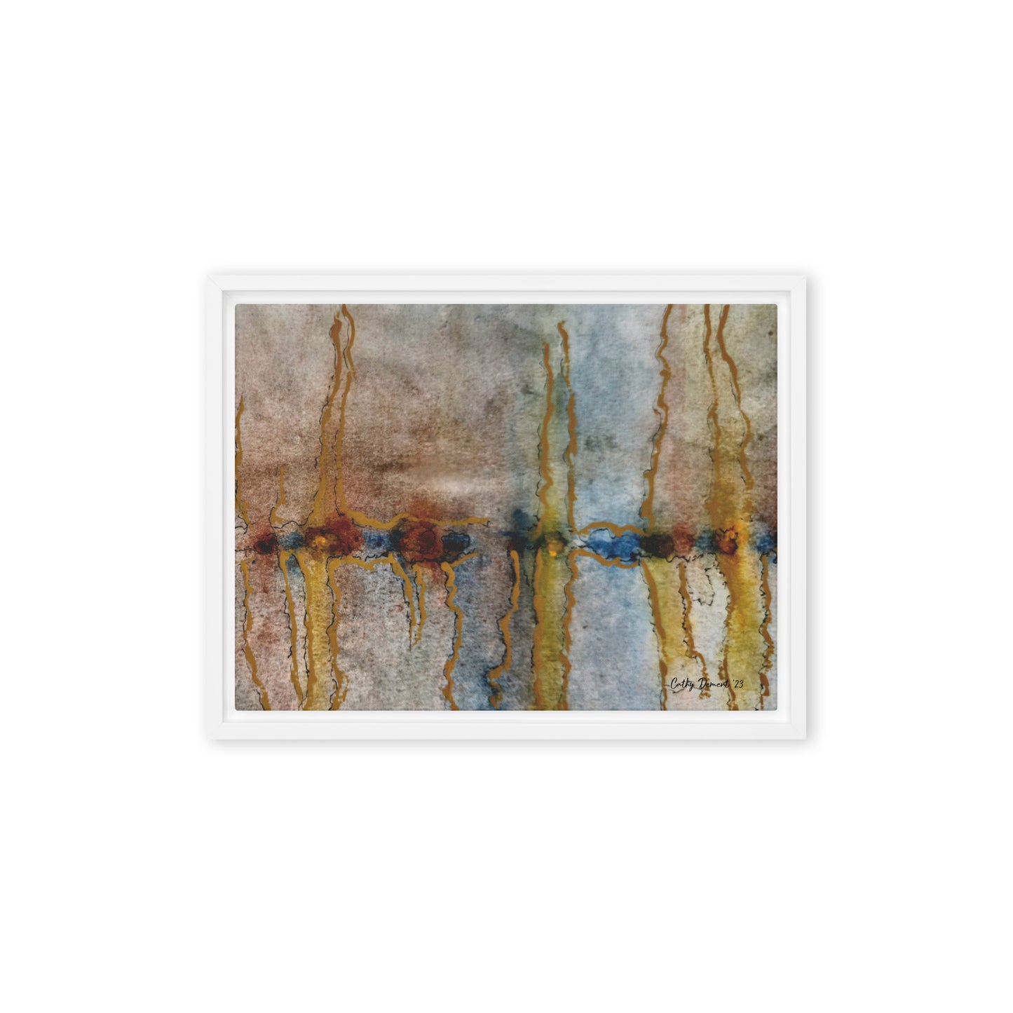 Framed Canvas Print - Twilight Reflections #1 - Abstract Sunset Watercolor Atwork, Wall Art