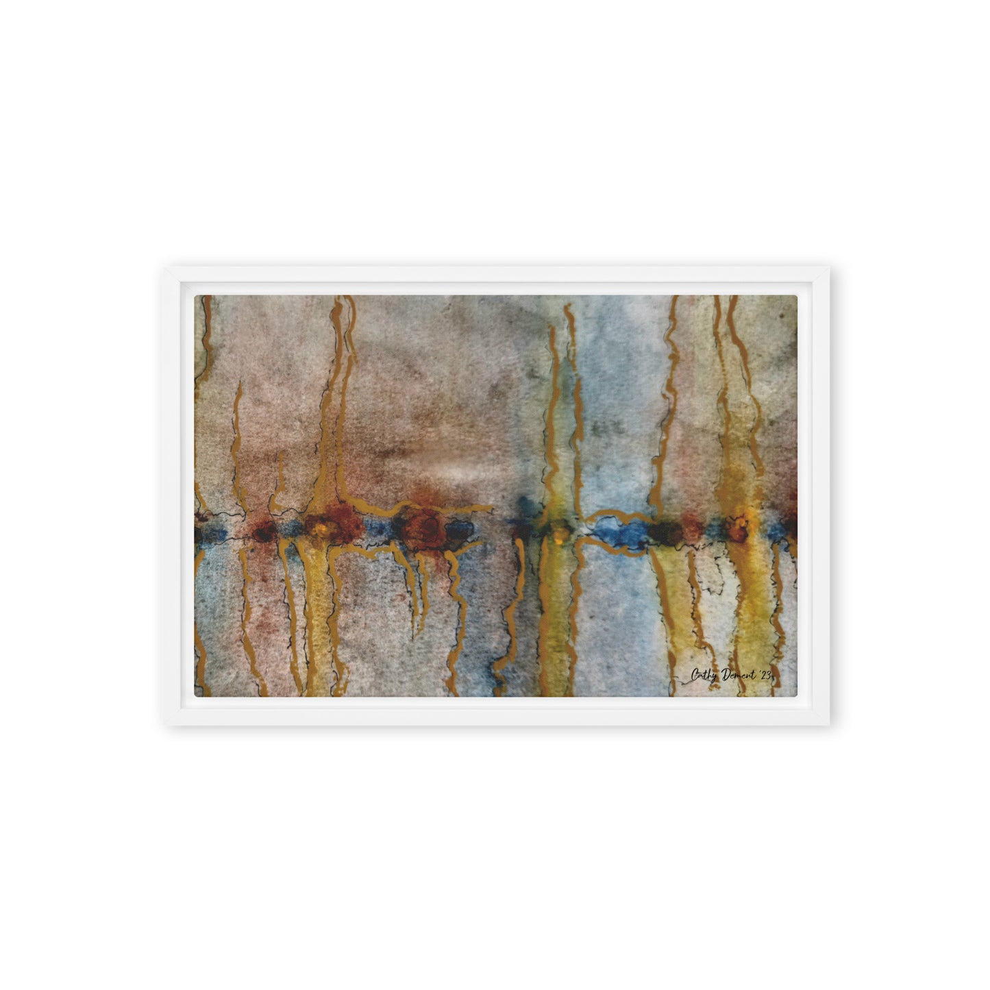 Framed Canvas Print - Twilight Reflections #1 - Abstract Sunset Watercolor Atwork, Wall Art