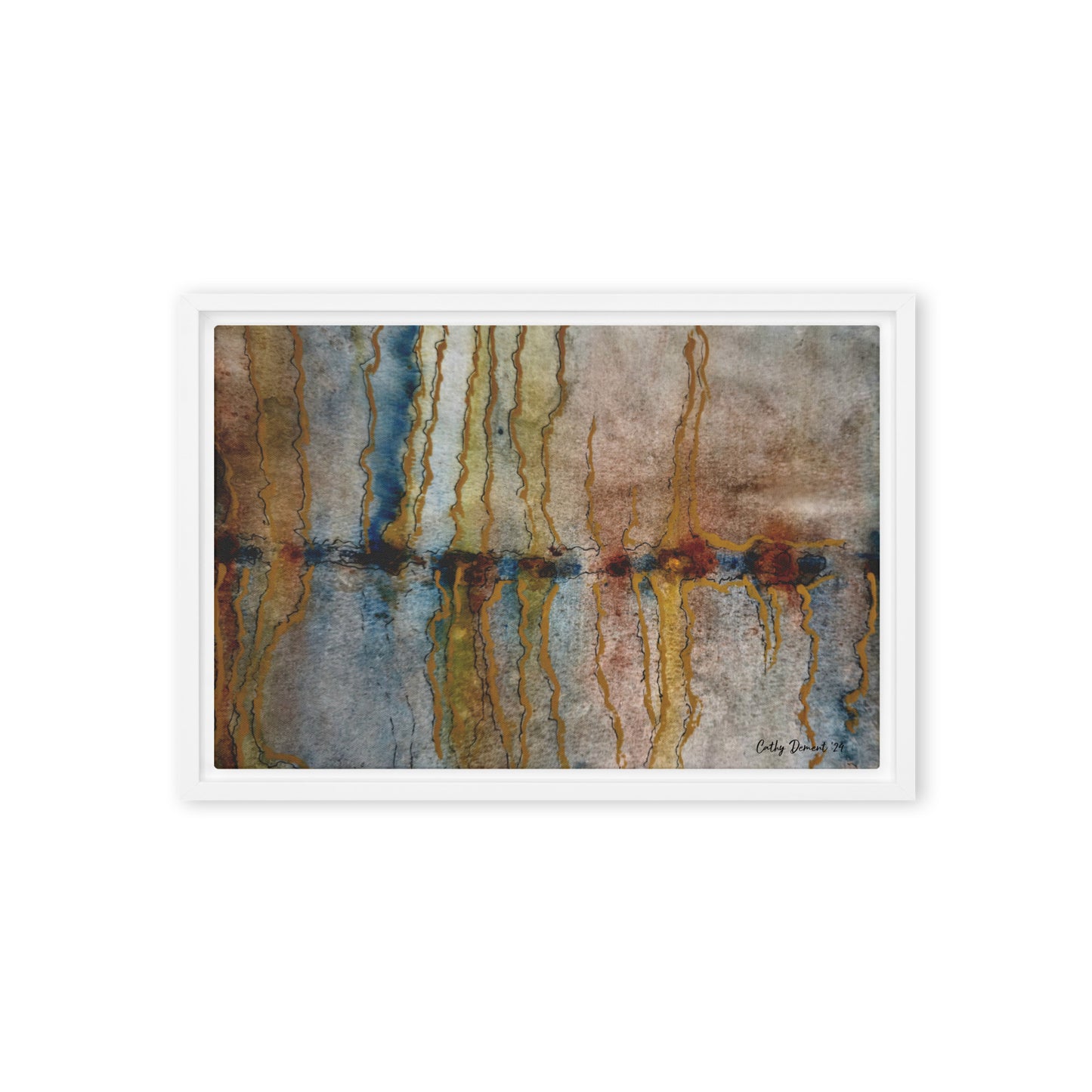 Framed Canvas Print - Twilight Reflections #2 - Abstract Sunset Watercolor Artwork, Wall Art