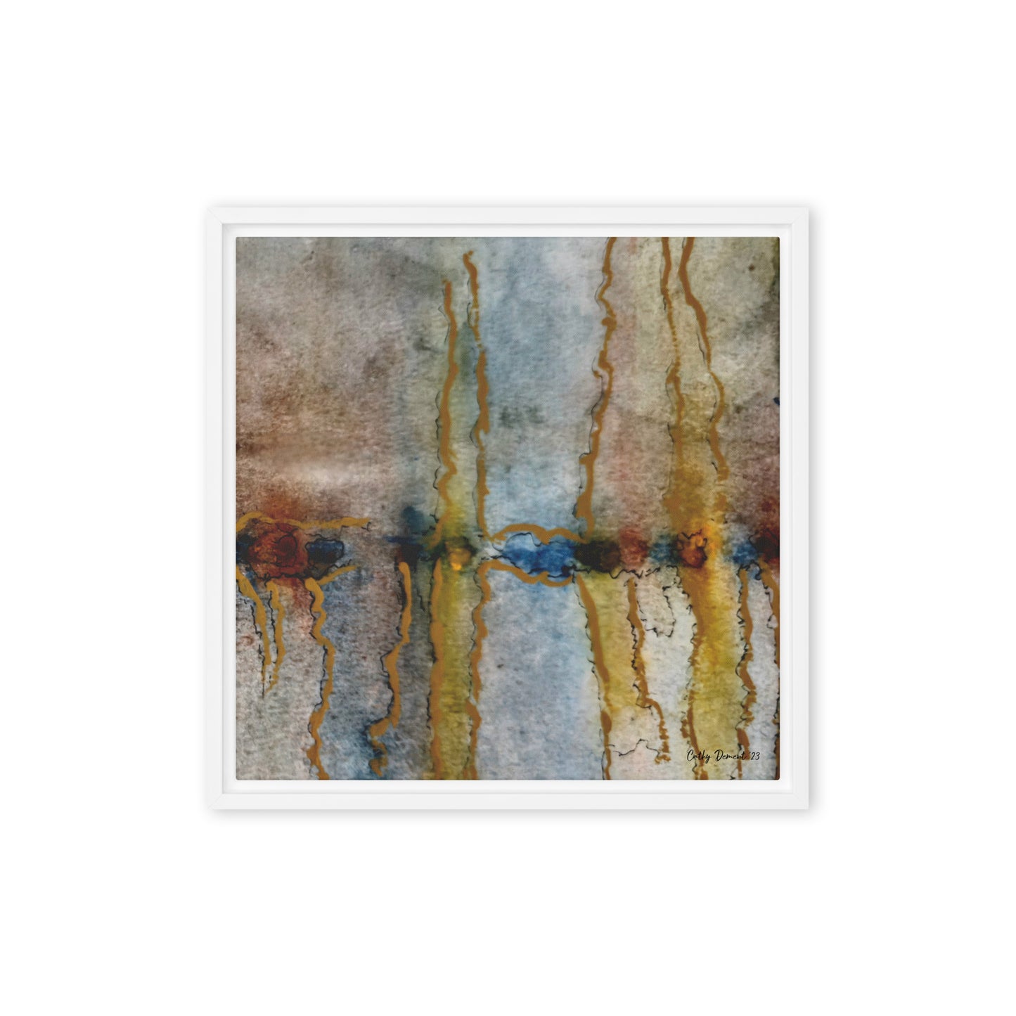 Framed Canvas Print - Twilight Reflections #1 - Abstract Sunset Watercolor Atwork, Wall Art