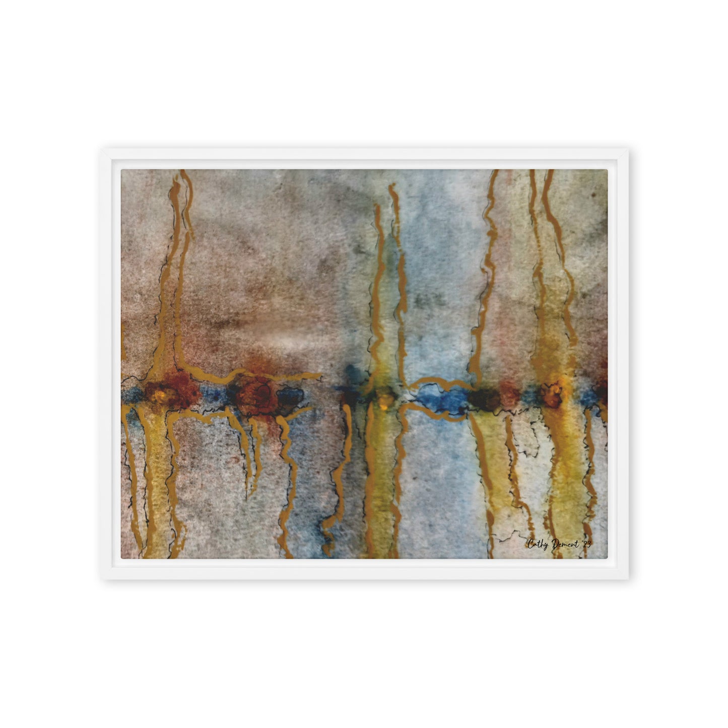 Framed Canvas Print - Twilight Reflections #1 - Abstract Sunset Watercolor Atwork, Wall Art