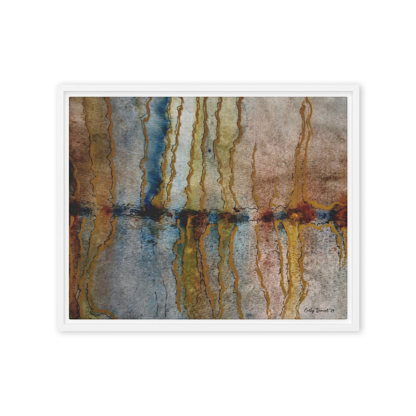 Framed Canvas Print - Twilight Reflections #2 - Abstract Sunset Watercolor Artwork, Wall Art