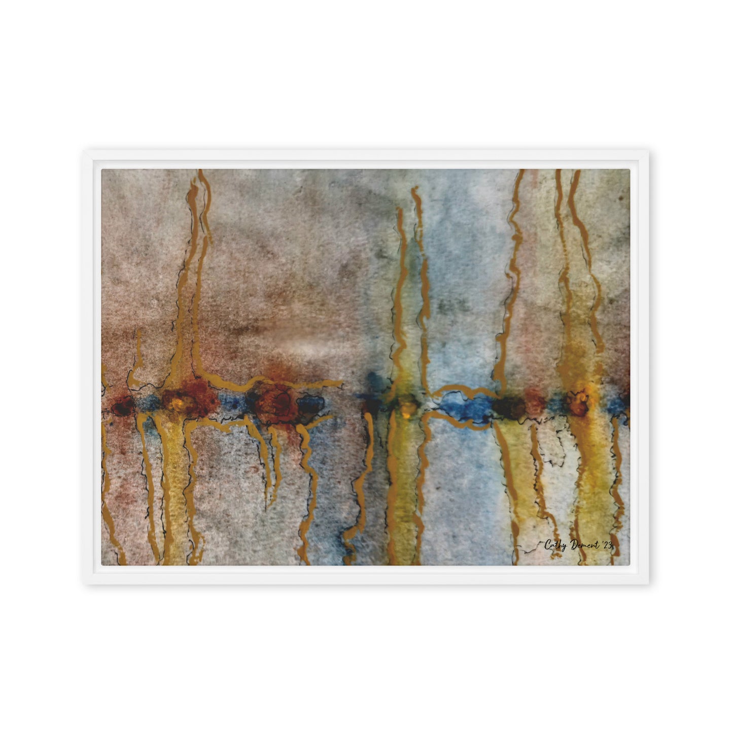 Framed Canvas Print - Twilight Reflections #1 - Abstract Sunset Watercolor Atwork, Wall Art