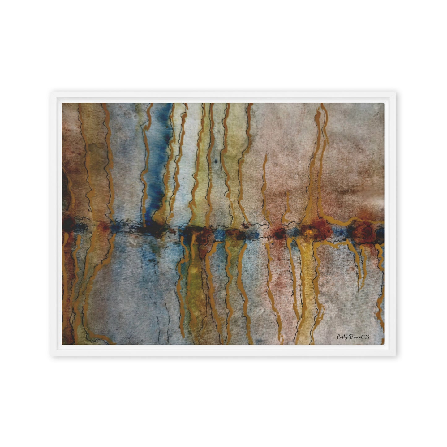 Framed Canvas Print - Twilight Reflections #2 - Abstract Sunset Watercolor Artwork, Wall Art