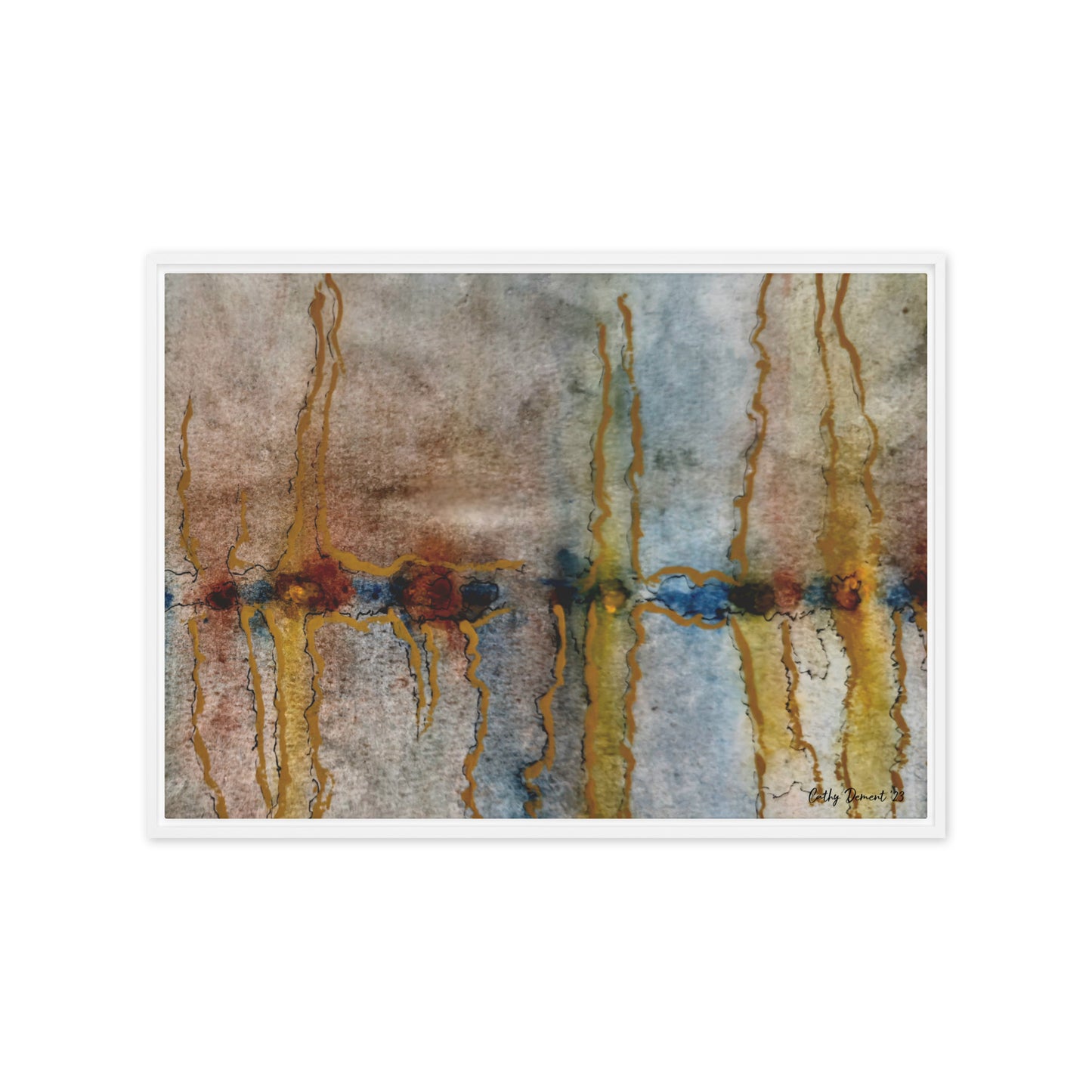 Framed Canvas Print - Twilight Reflections #1 - Abstract Sunset Watercolor Atwork, Wall Art