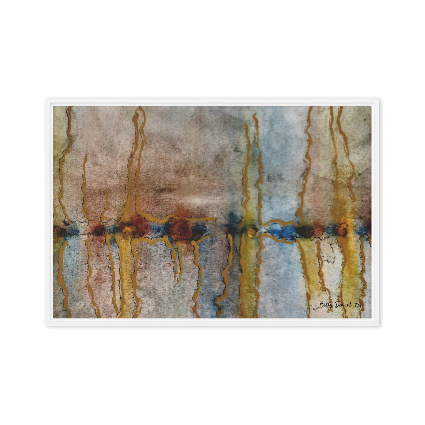 Framed Canvas Print - Twilight Reflections #1 - Abstract Sunset Watercolor Atwork, Wall Art