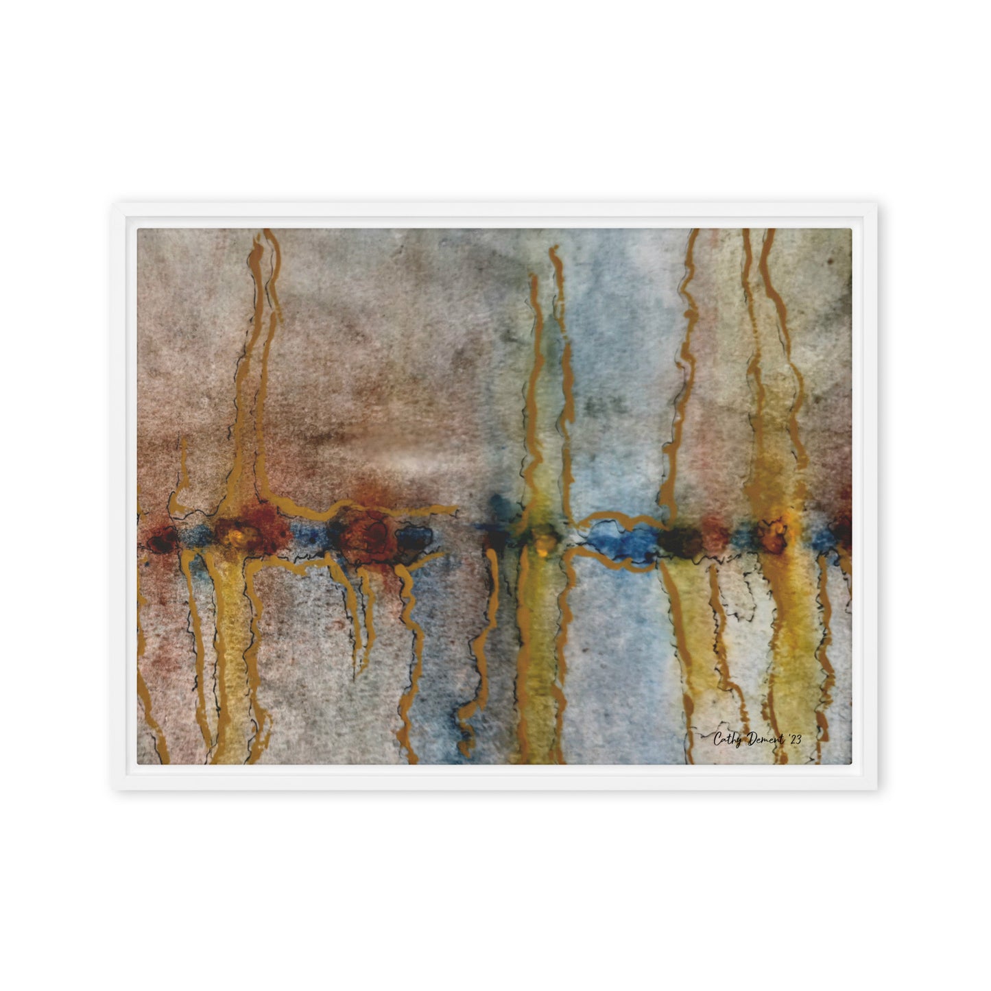 Framed Canvas Print - Twilight Reflections #1 - Abstract Sunset Watercolor Atwork, Wall Art