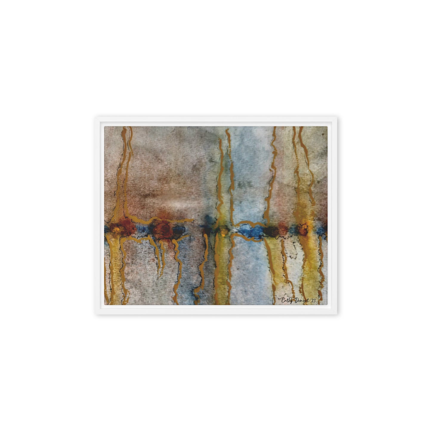 Framed Canvas Print - Twilight Reflections #1 - Abstract Sunset Watercolor Atwork, Wall Art