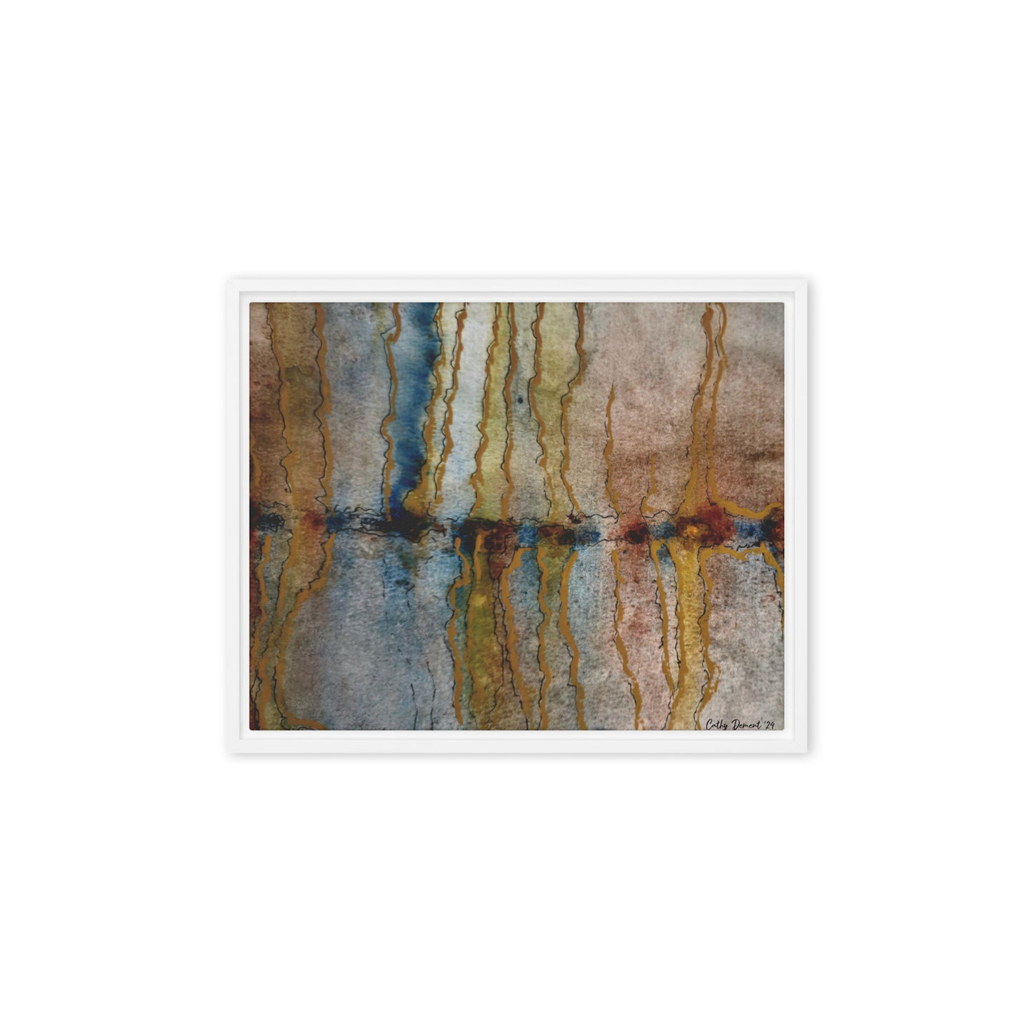 Framed Canvas Print - Twilight Reflections #2 - Abstract Sunset Watercolor Artwork, Wall Art