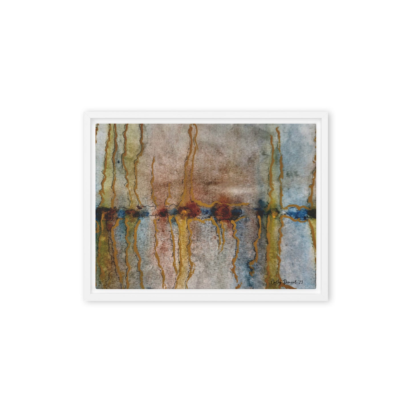 Framed Canvas Print - Twilight Reflections #1 - Abstract Sunset Watercolor Atwork, Wall Art