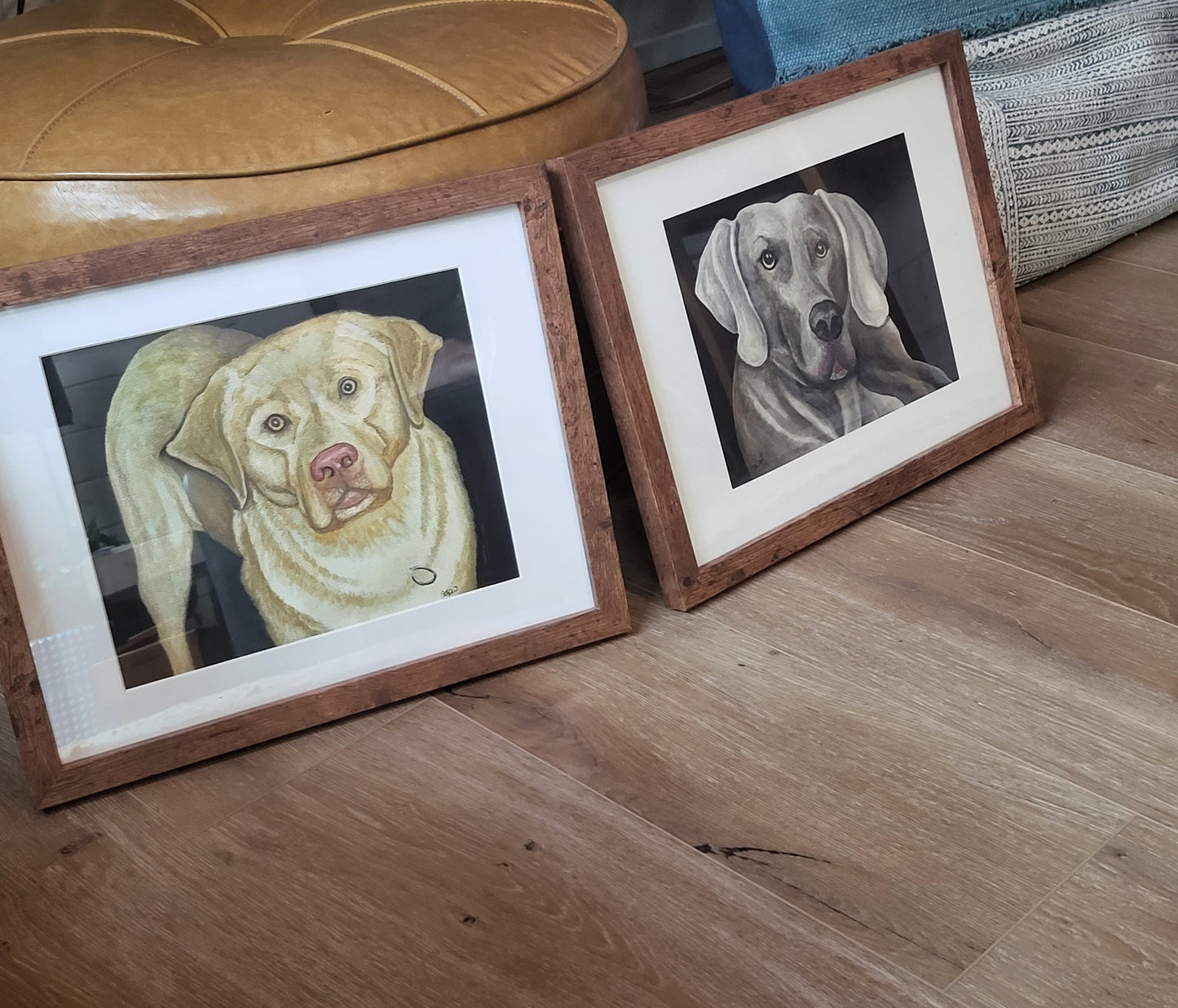 Original Artwork (sold) Watercolor Portraits of Lab and Weimaraner