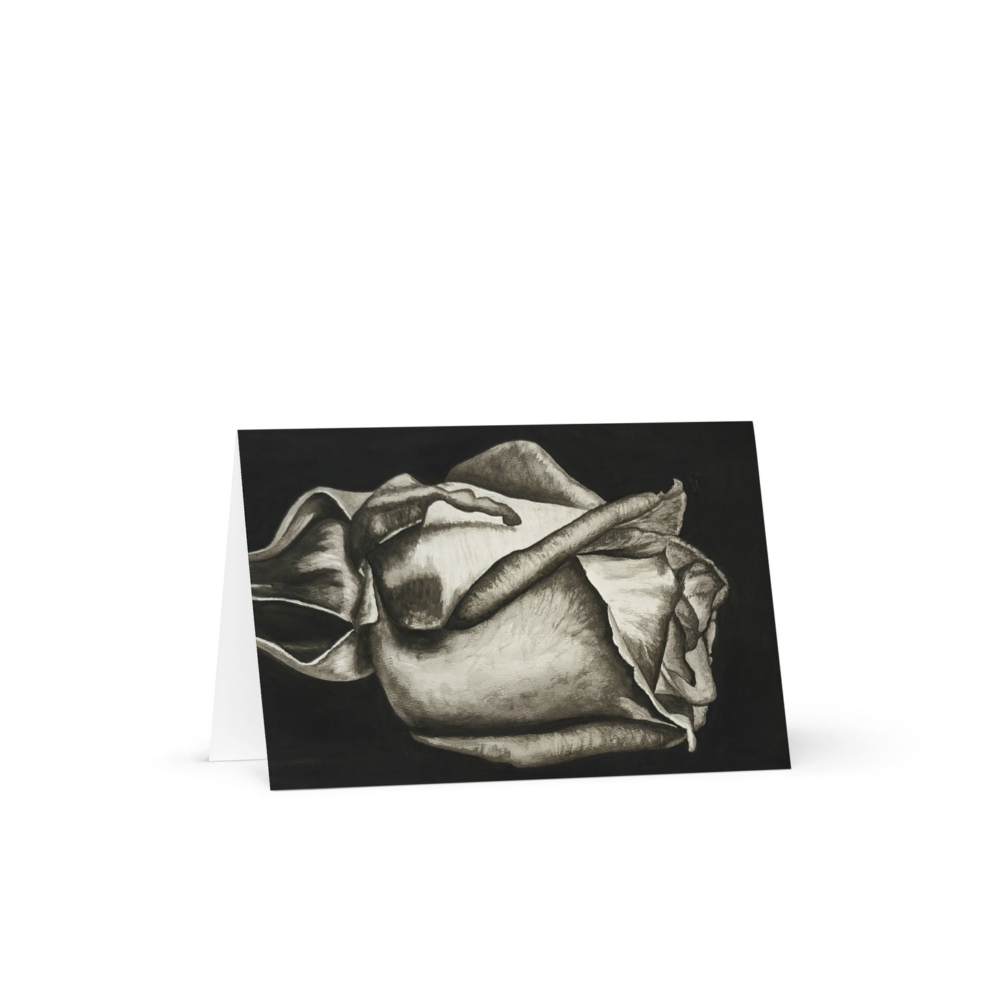 Dusk's Embrace: Monochrome Rose greeting card with blank inside