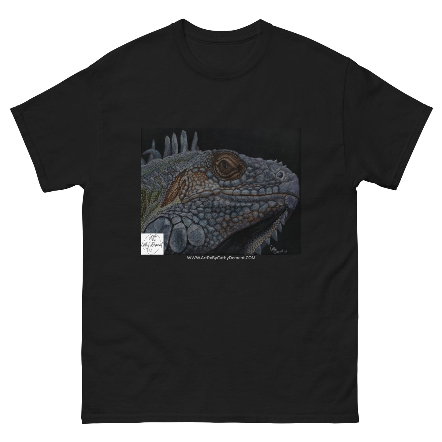 Reflective Reverie: Iguana's Gaze Artwork Design Men's classic 100% cotton tee