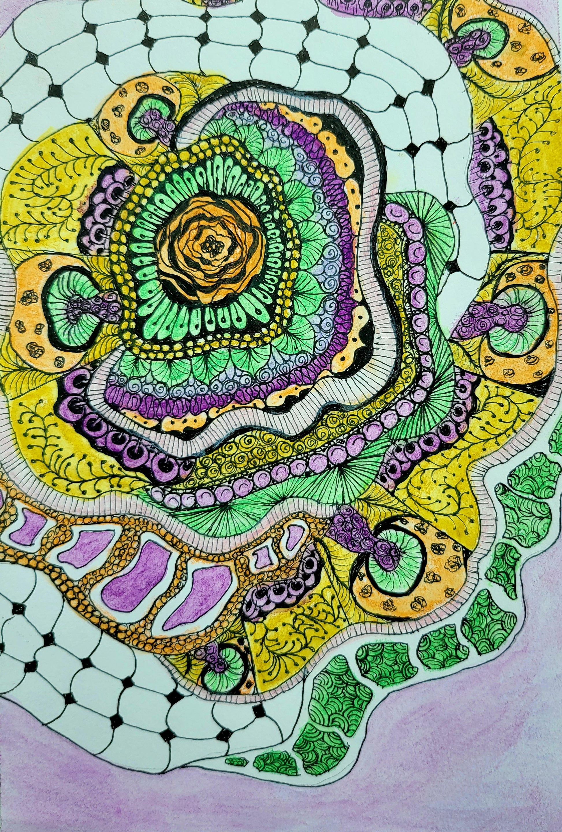 Original Artwork (available) Zen Blossom: Colorful Zentangle Design