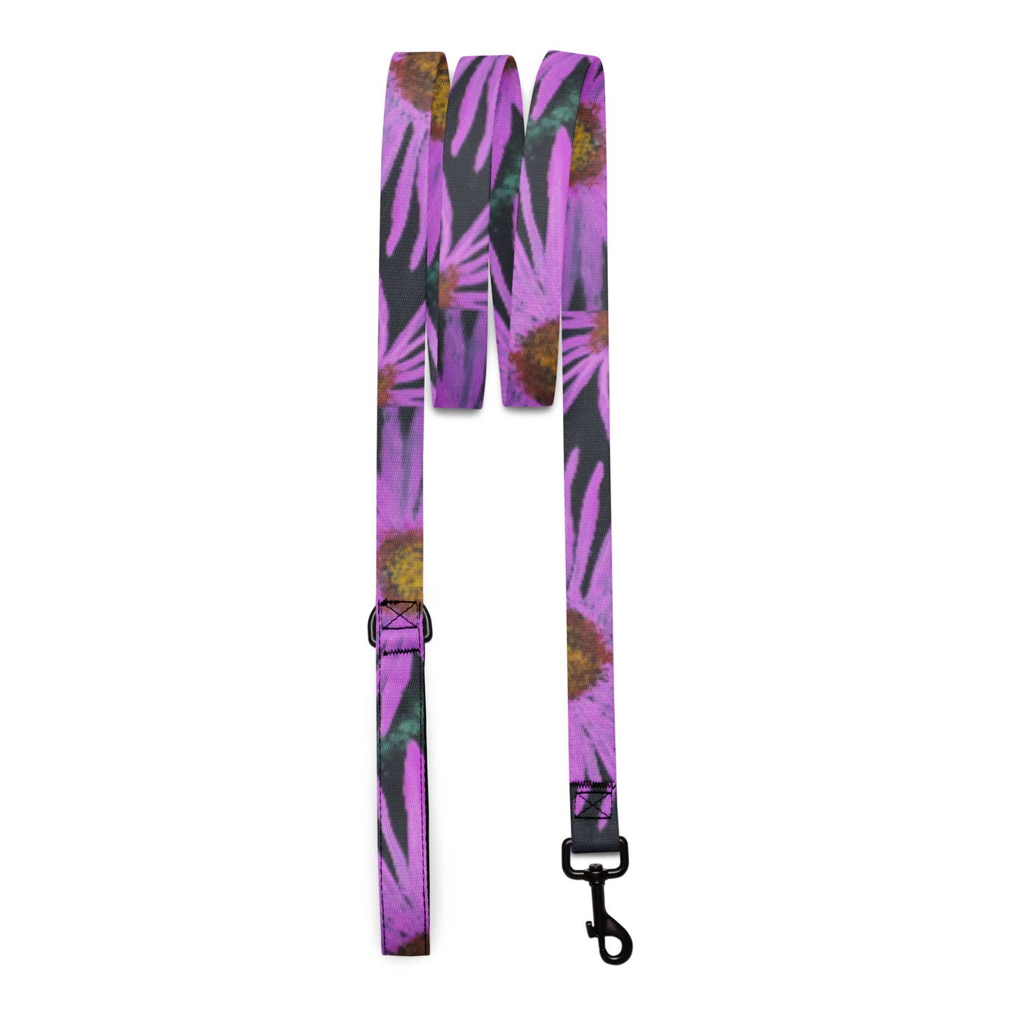 Dog Leash - Purple Aster Flower With Bee - Colorful Floral Artwork Design for Pets