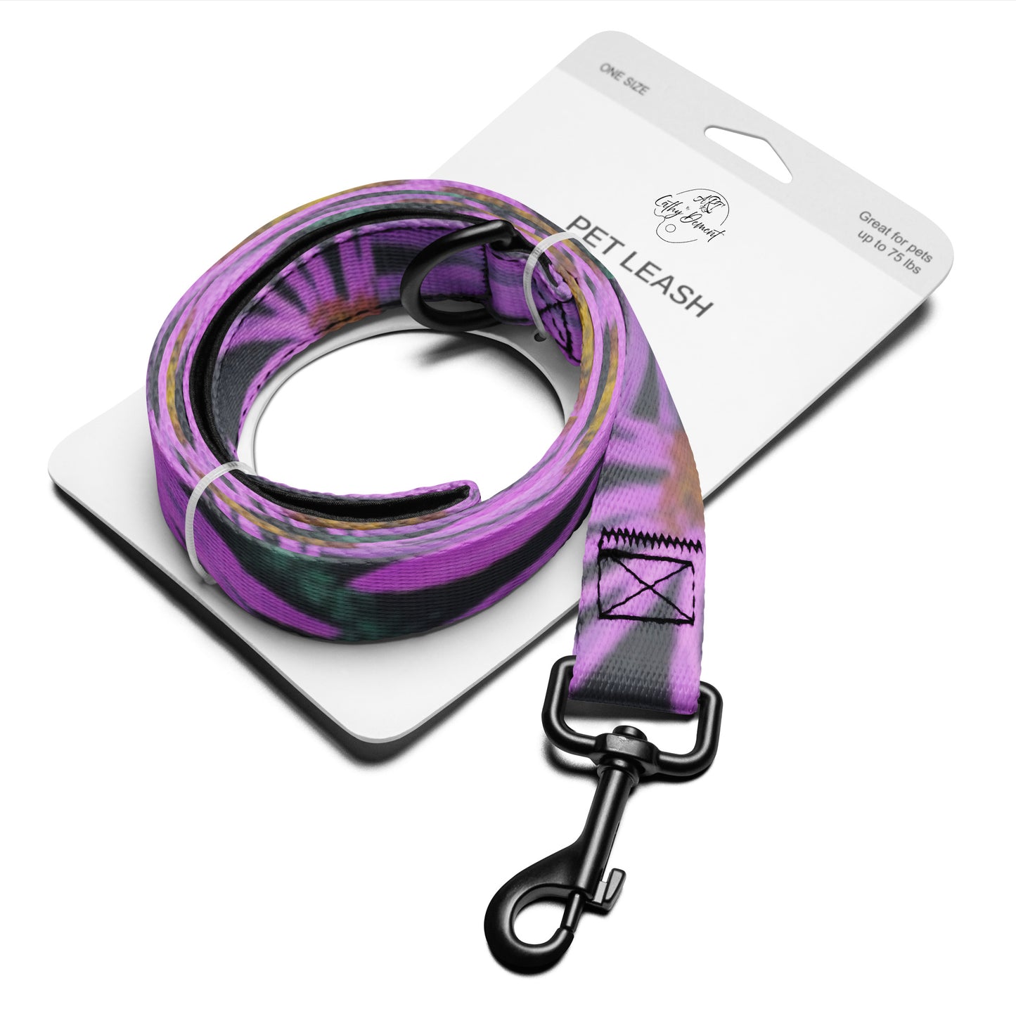 Dog Leash - Purple Aster Flower With Bee - Colorful Floral Artwork Design for Pets