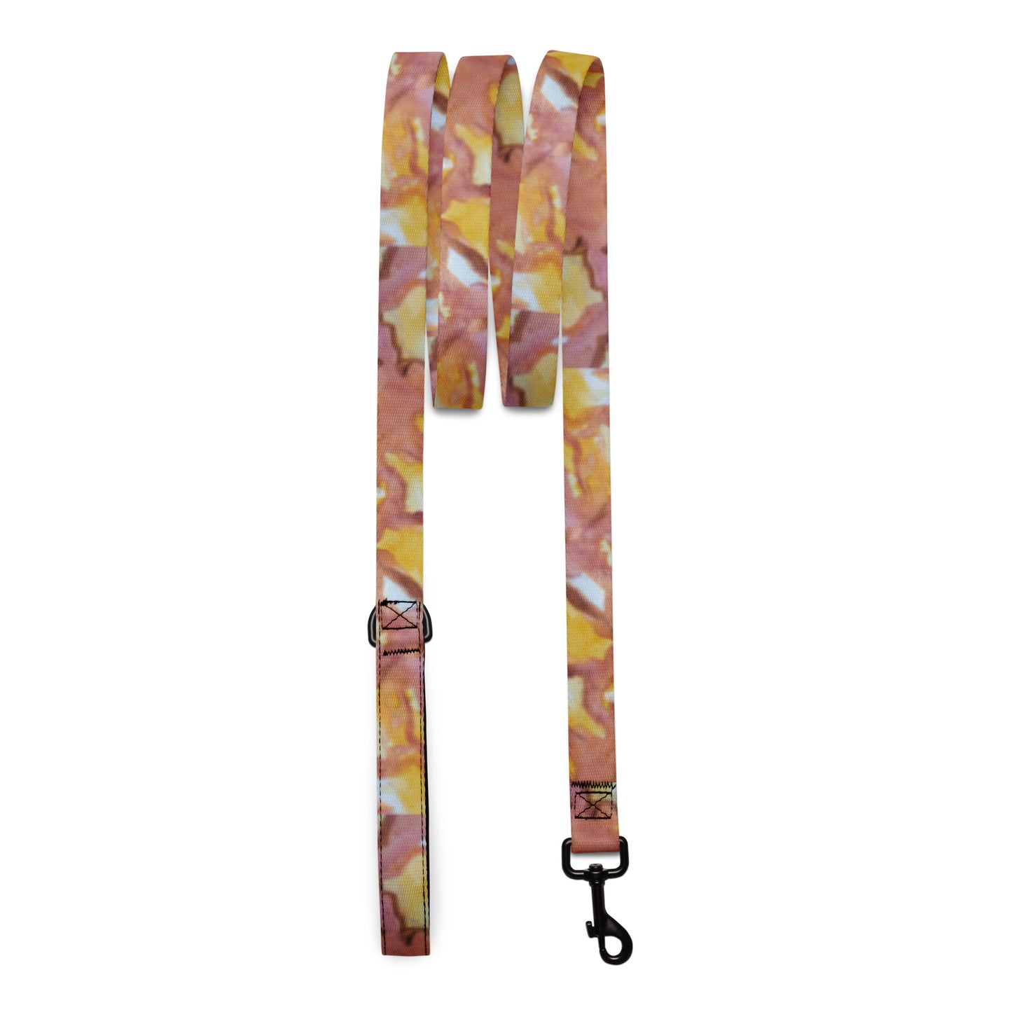 Sunset Veil Pet Dog Leash: Reg and Gold Abstract Artwork Design