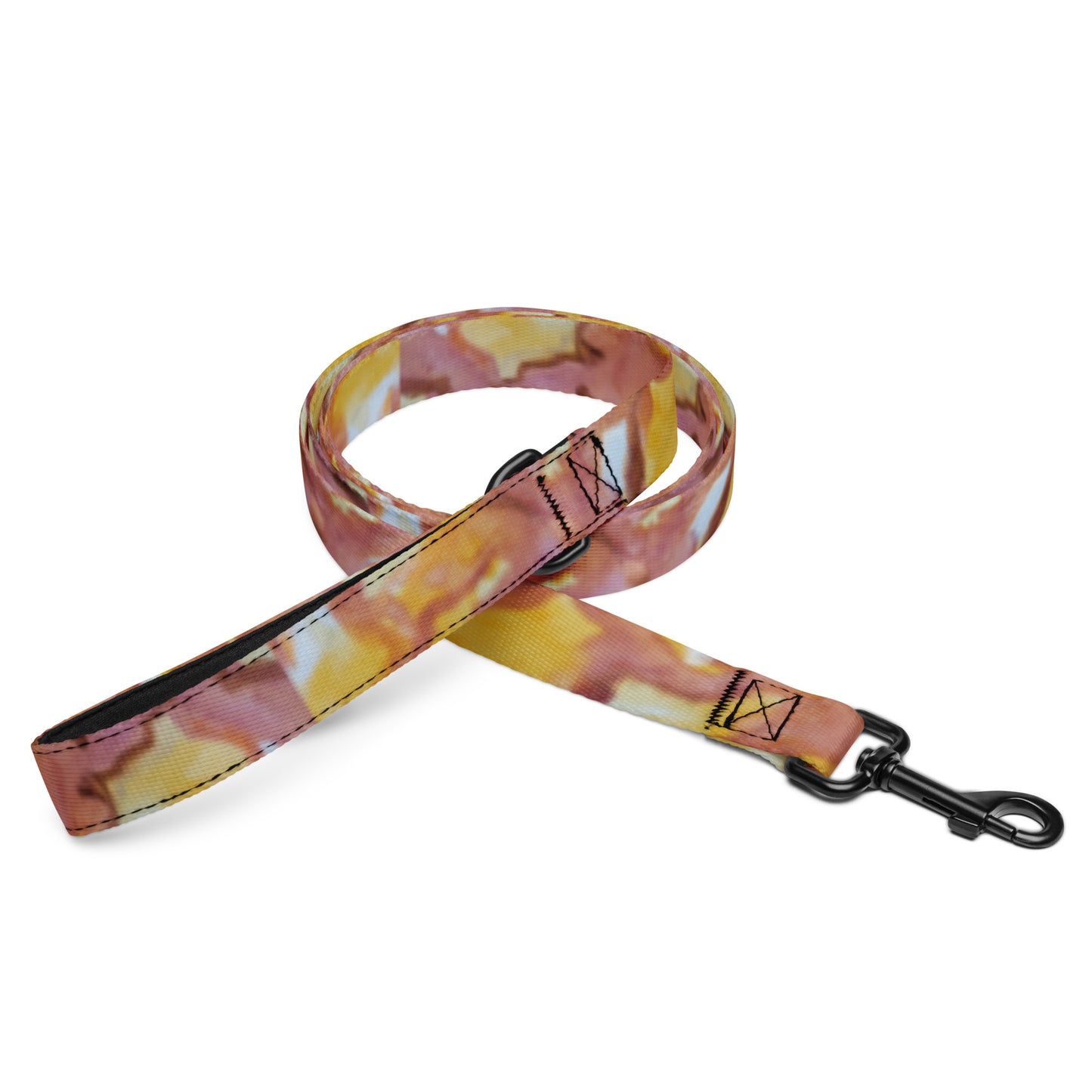 Sunset Veil Pet Dog Leash: Reg and Gold Abstract Artwork Design