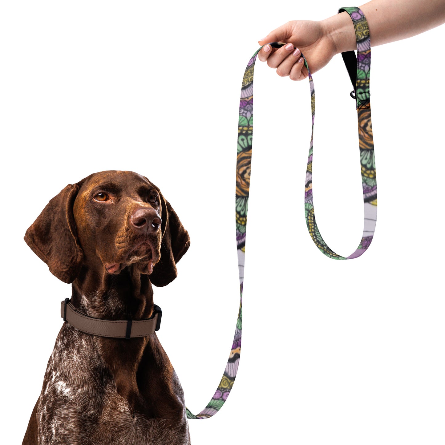 Pet Dog Leash - Zen Floral Bliss - Colorful Zentangle Artwork Design