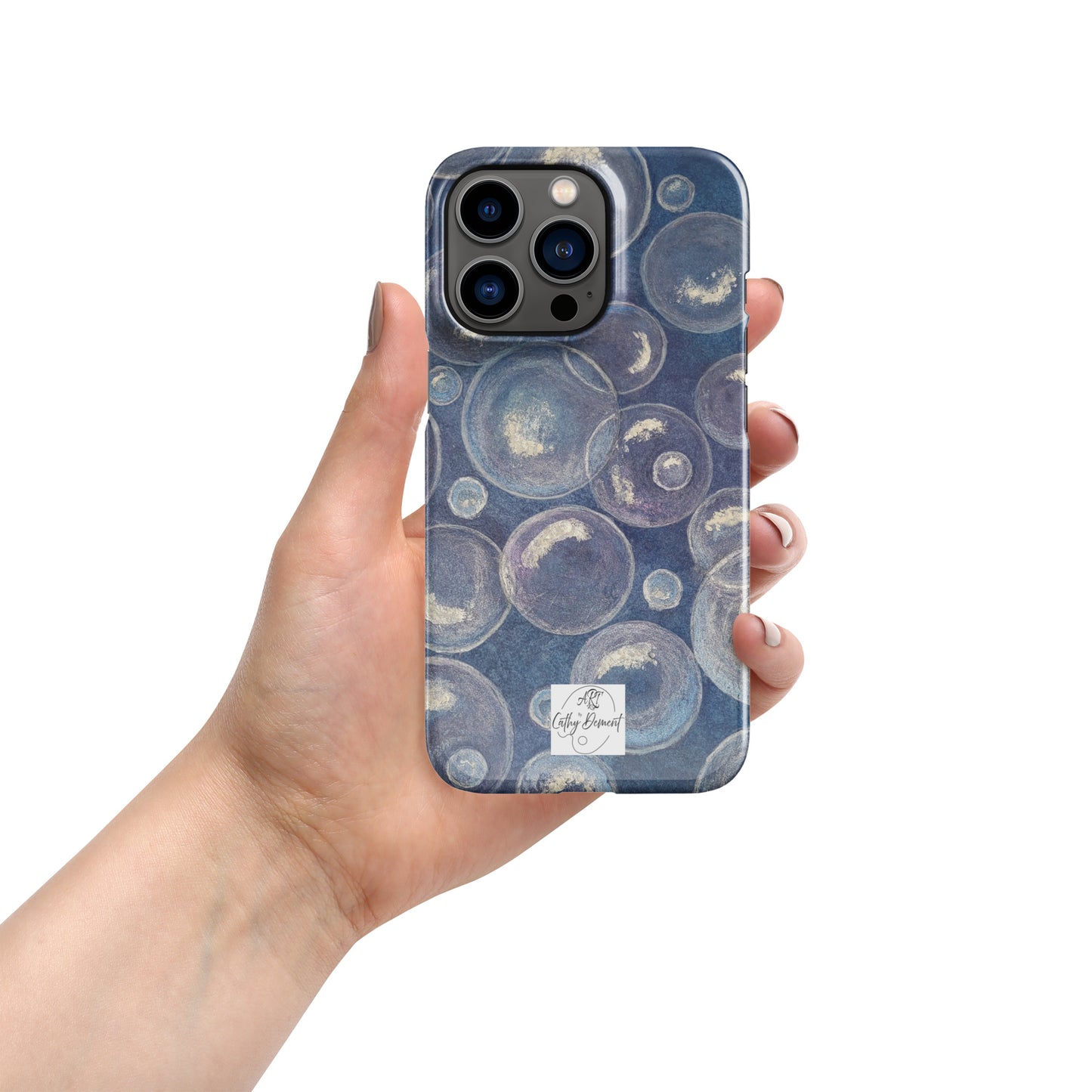 Snap Phone case for iPhone® - Tranquil Reflections: Blue and White Bubbles Artwork Design