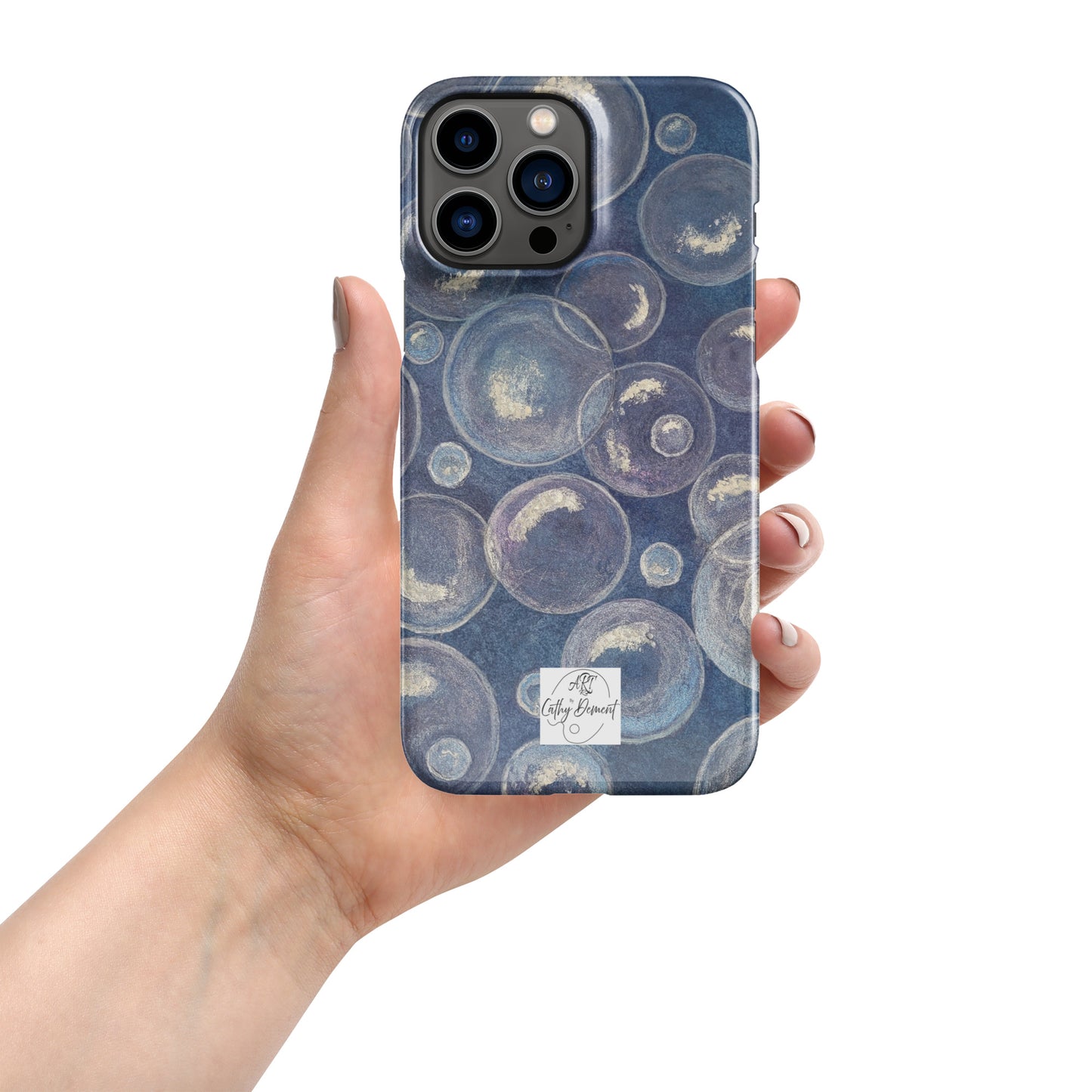 Snap Phone case for iPhone® - Tranquil Reflections: Blue and White Bubbles Artwork Design