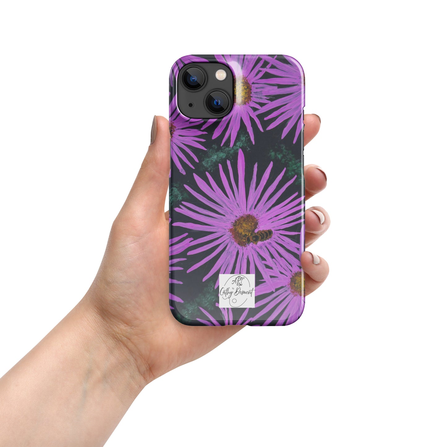 Snap Phone Case for iPhone® - Purple Aster Flowers With Bee - Colorful Floral Artwork Design