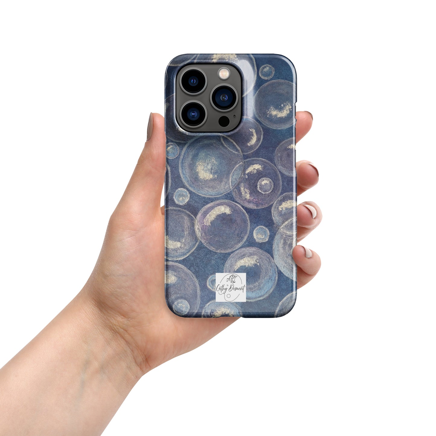 Snap Phone case for iPhone® - Tranquil Reflections: Blue and White Bubbles Artwork Design