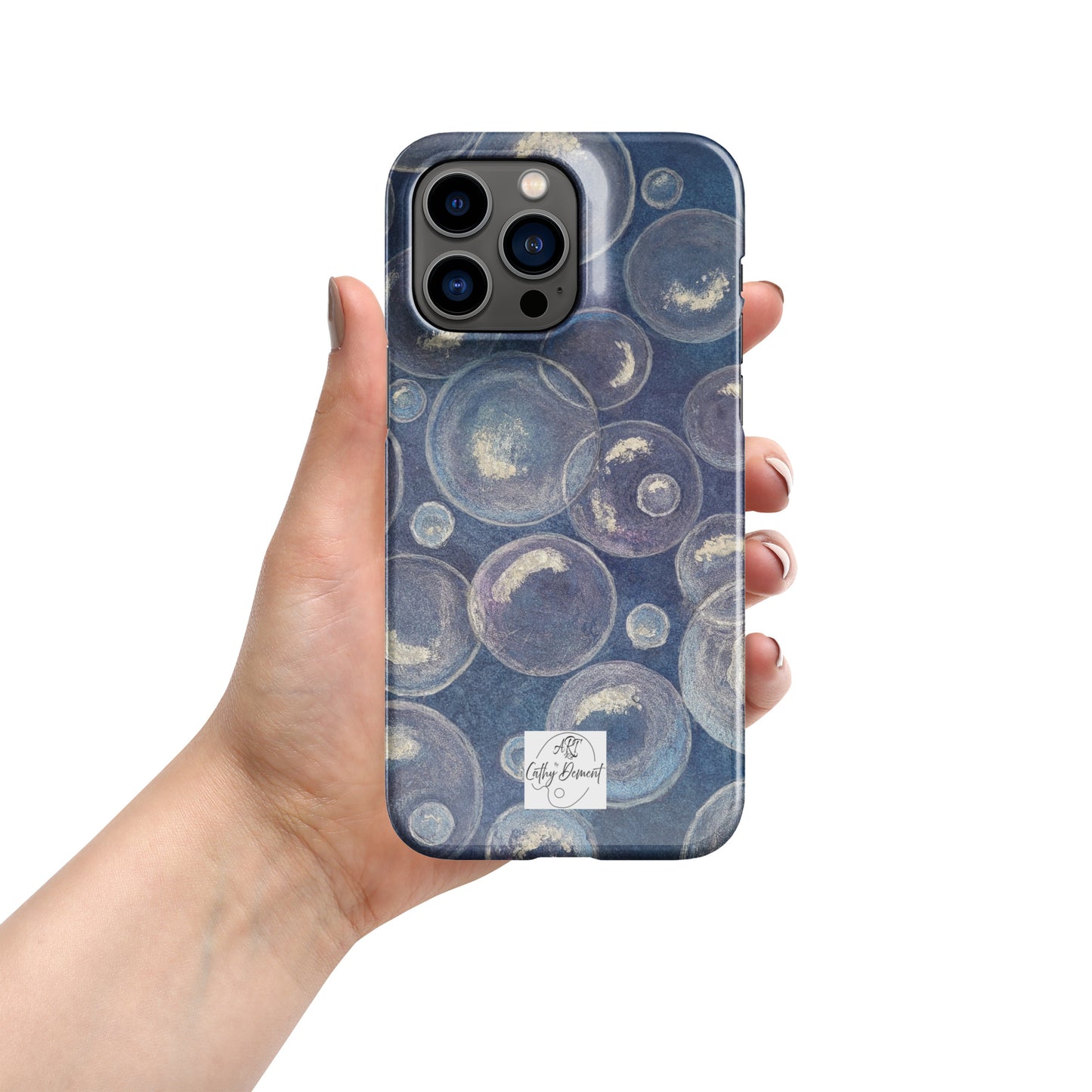 Snap Phone case for iPhone® - Tranquil Reflections: Blue and White Bubbles Artwork Design