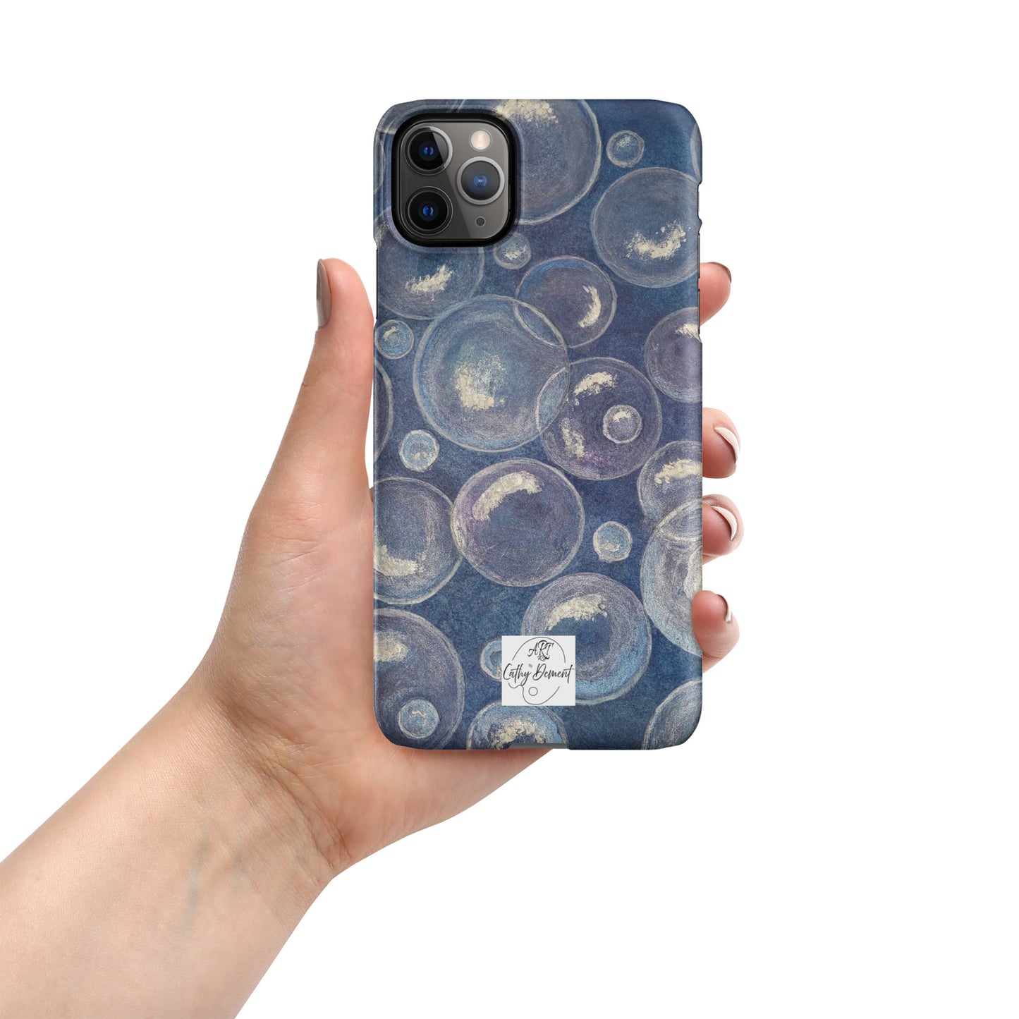 Snap Phone case for iPhone® - Tranquil Reflections: Blue and White Bubbles Artwork Design