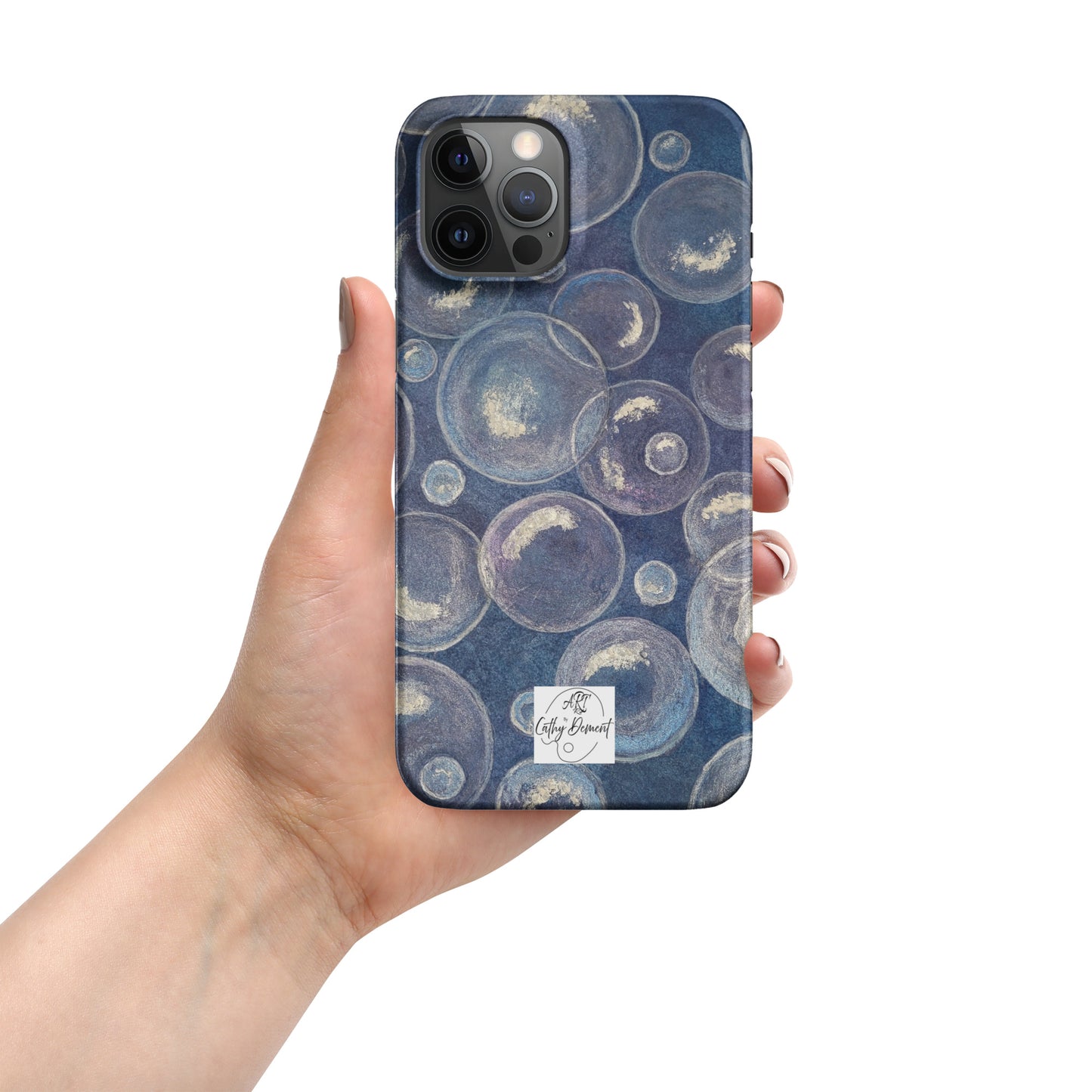 Snap Phone case for iPhone® - Tranquil Reflections: Blue and White Bubbles Artwork Design