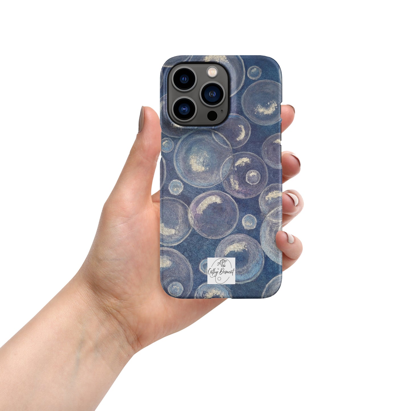 Snap Phone case for iPhone® - Tranquil Reflections: Blue and White Bubbles Artwork Design