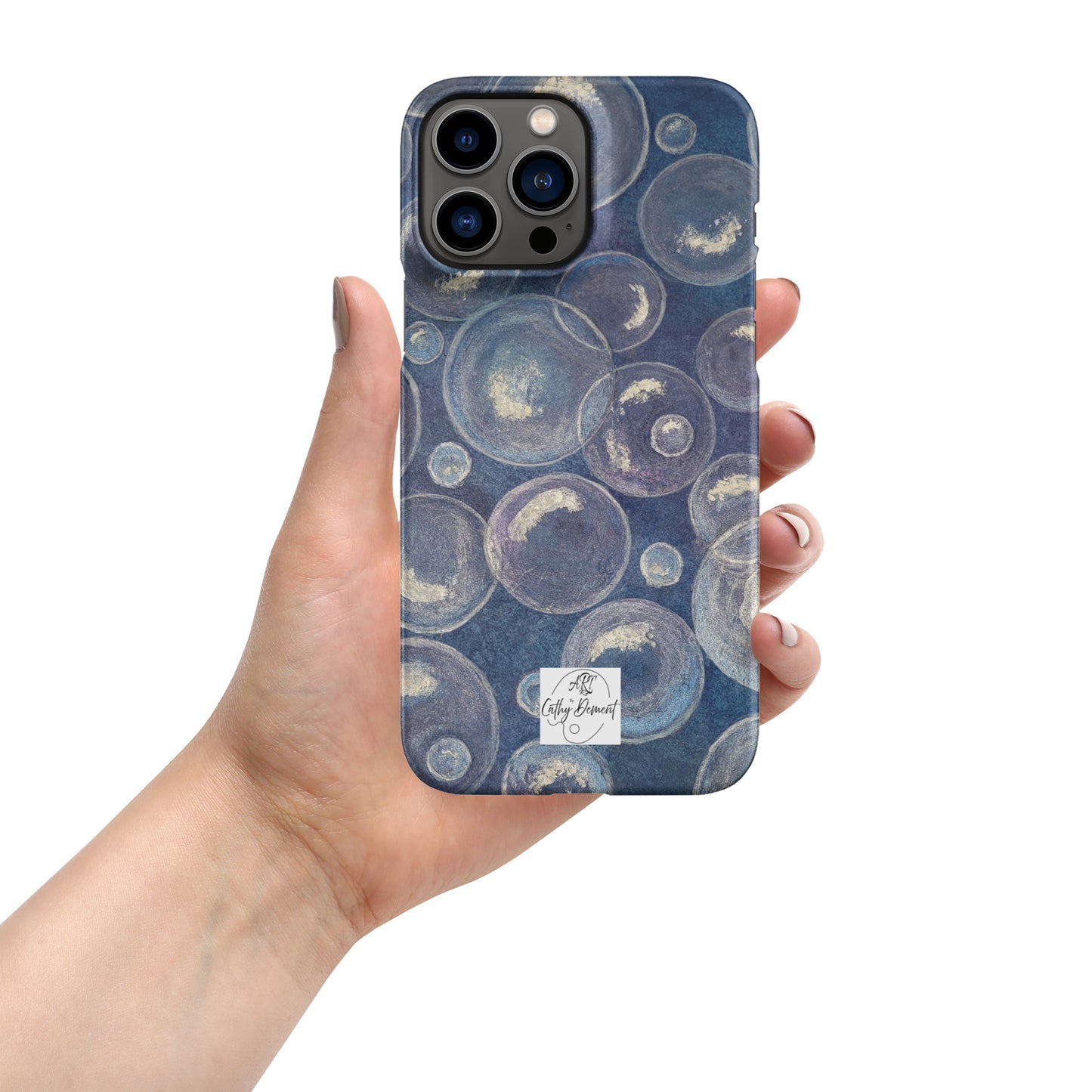 Snap Phone case for iPhone® - Tranquil Reflections: Blue and White Bubbles Artwork Design