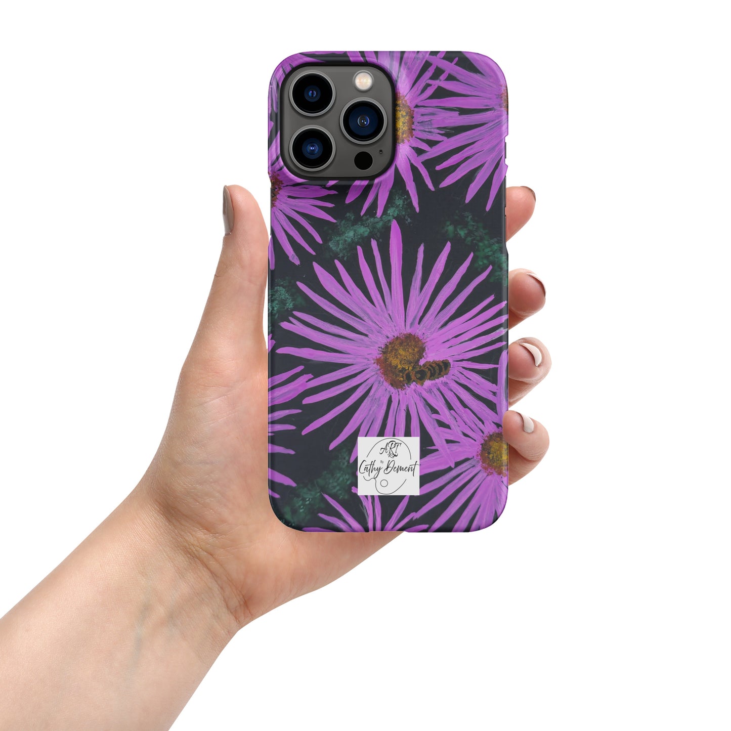 Snap Phone Case for iPhone® - Purple Aster Flowers With Bee - Colorful Floral Artwork Design