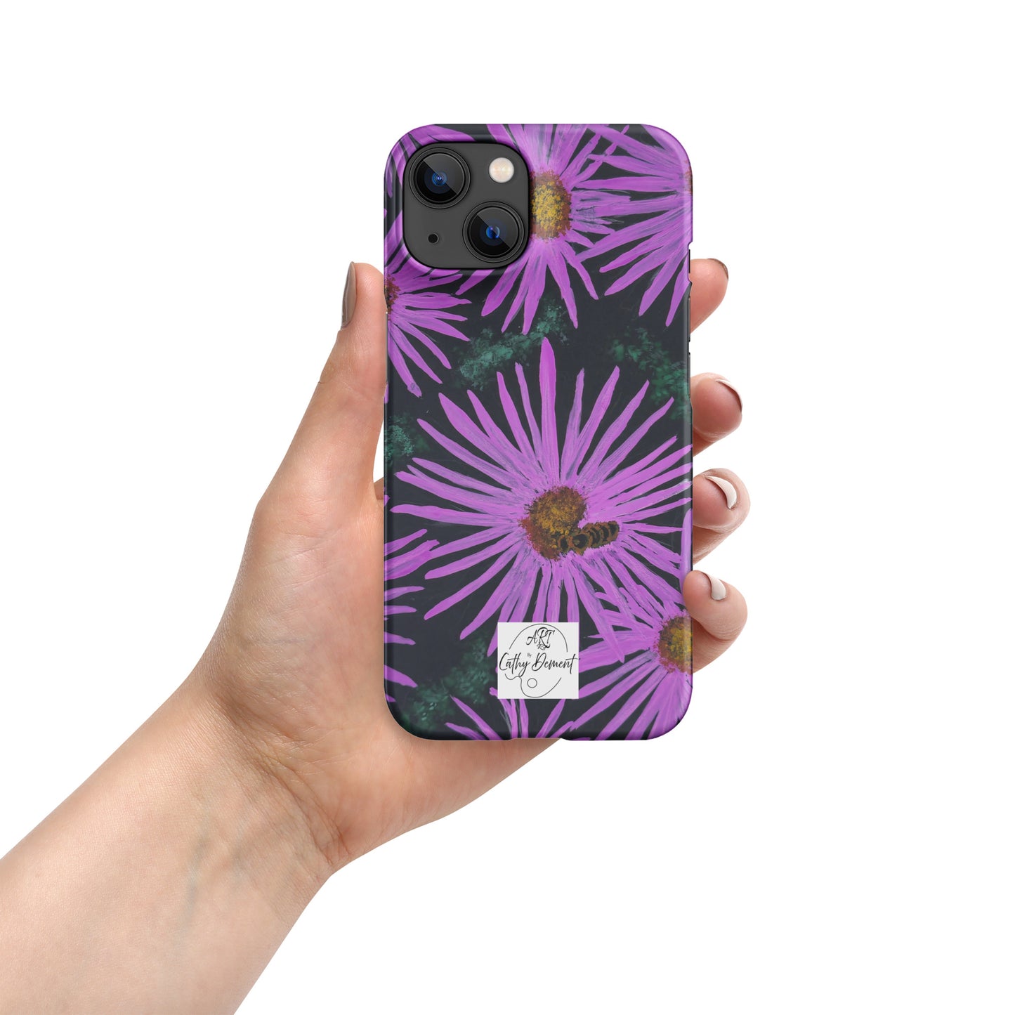 Snap Phone Case for iPhone® - Purple Aster Flowers With Bee - Colorful Floral Artwork Design