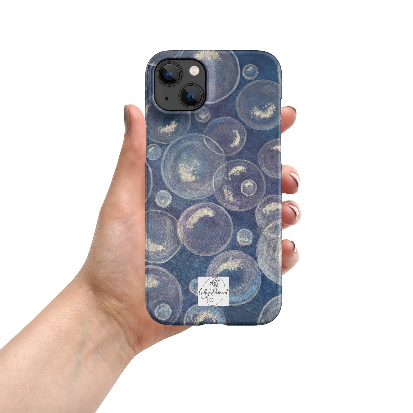 Snap Phone case for iPhone® - Tranquil Reflections: Blue and White Bubbles Artwork Design