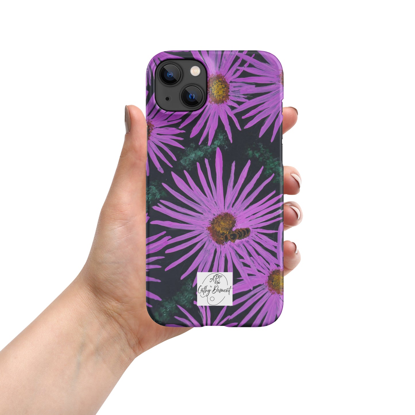 Snap Phone Case for iPhone® - Purple Aster Flowers With Bee - Colorful Floral Artwork Design