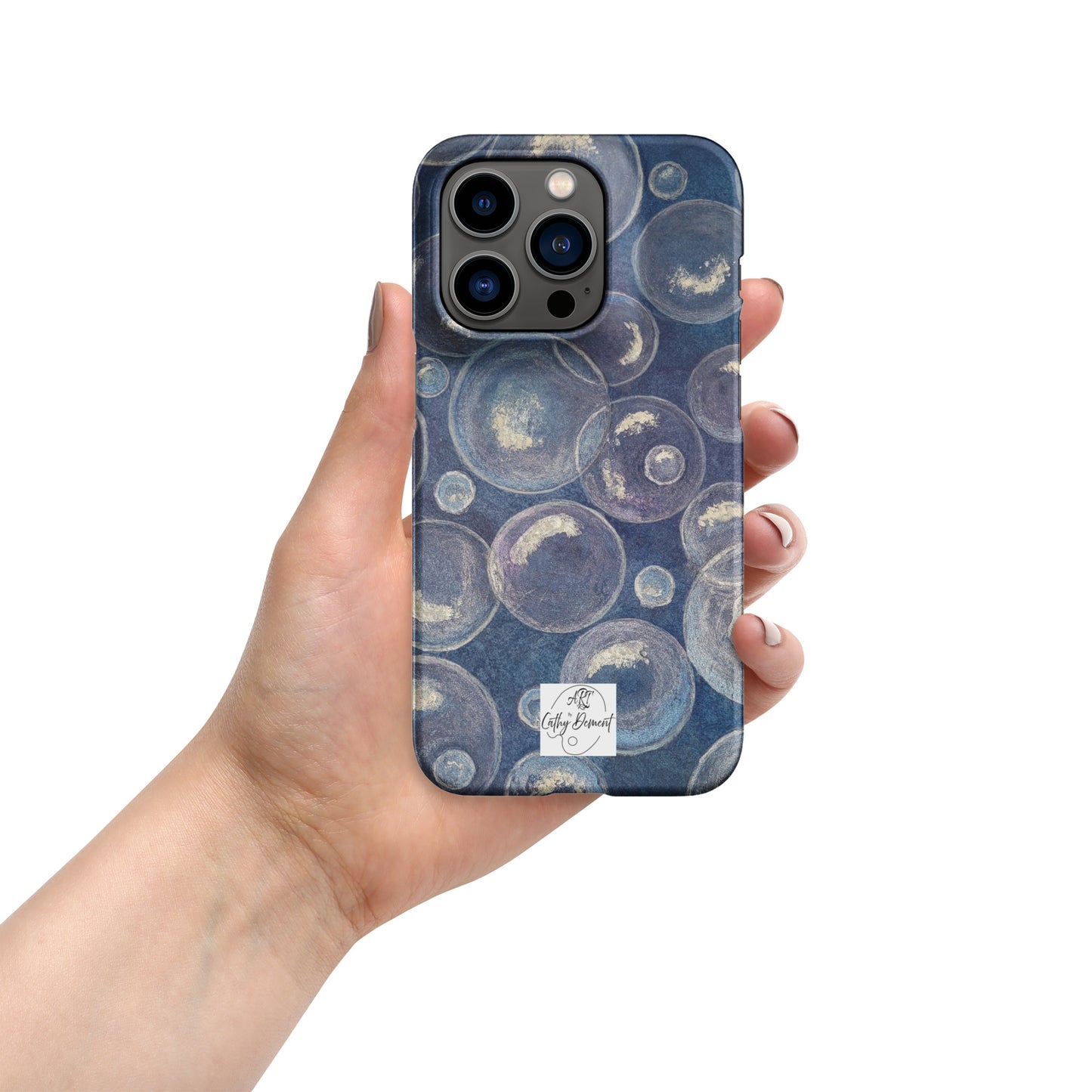 Snap Phone case for iPhone® - Tranquil Reflections: Blue and White Bubbles Artwork Design