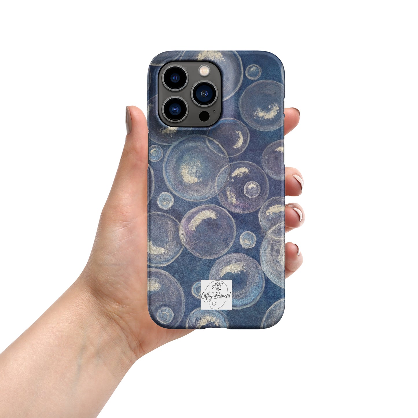 Snap Phone case for iPhone® - Tranquil Reflections: Blue and White Bubbles Artwork Design